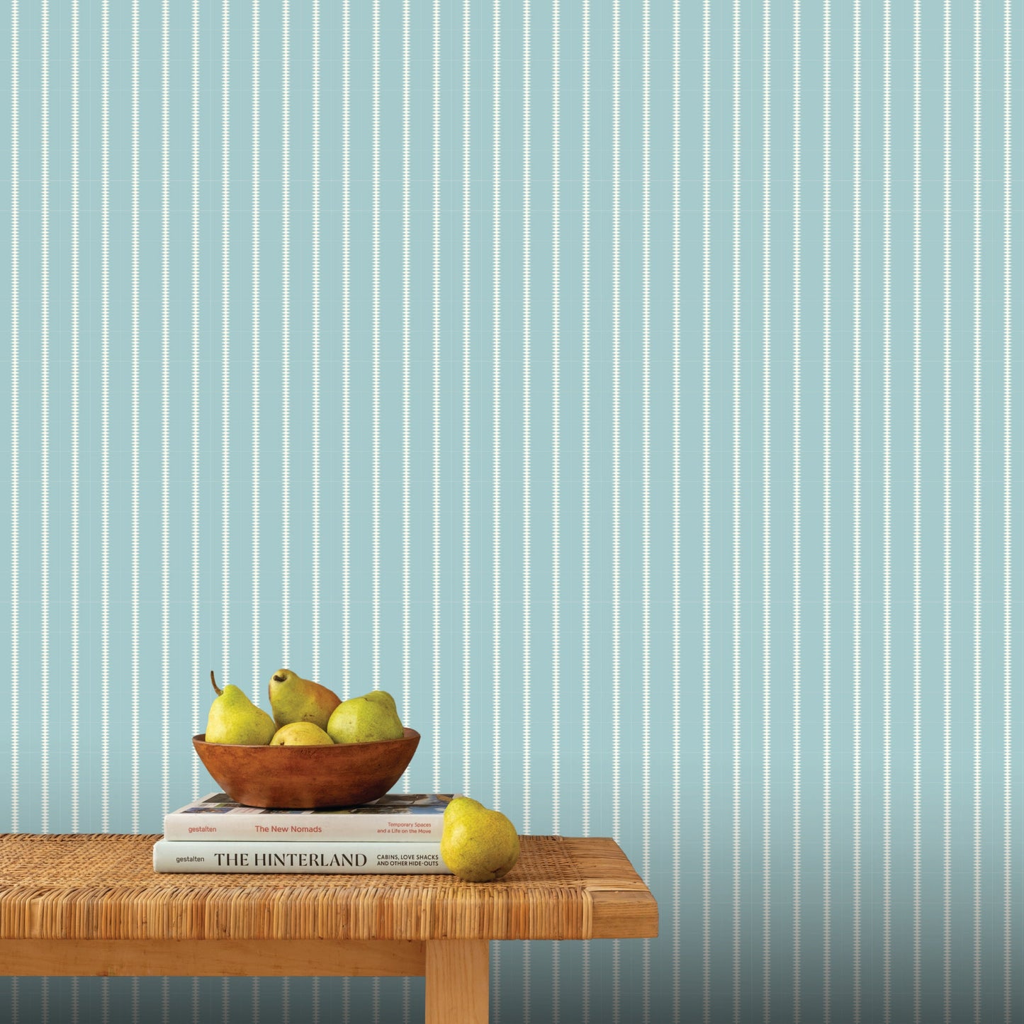 Image of Diamond Stripe in Sky Blue/Cream Wallpaper