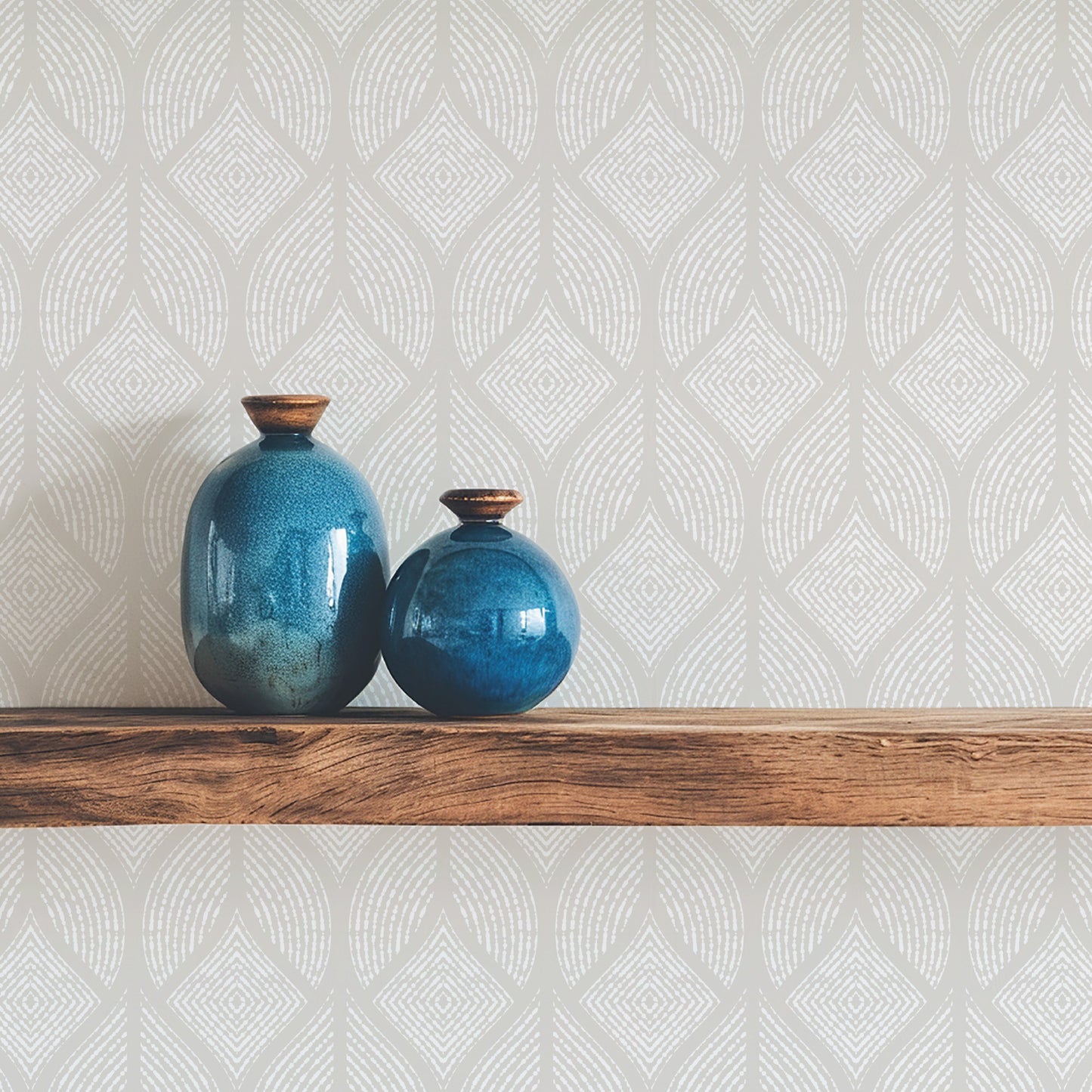 Image of Petite Damask in Fog Wallpaper