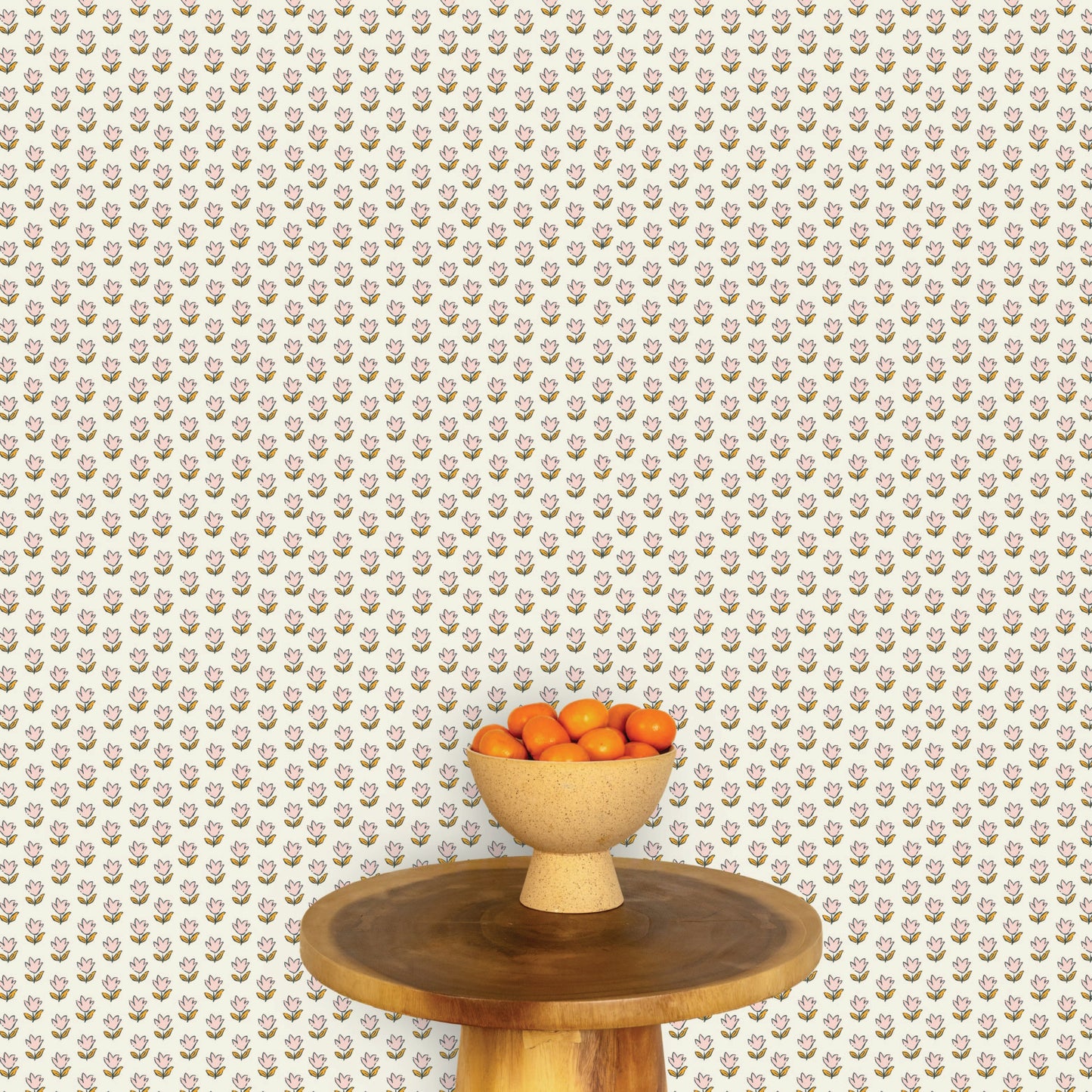 Image of Little Bloom in Pink/Orange Wallpaper