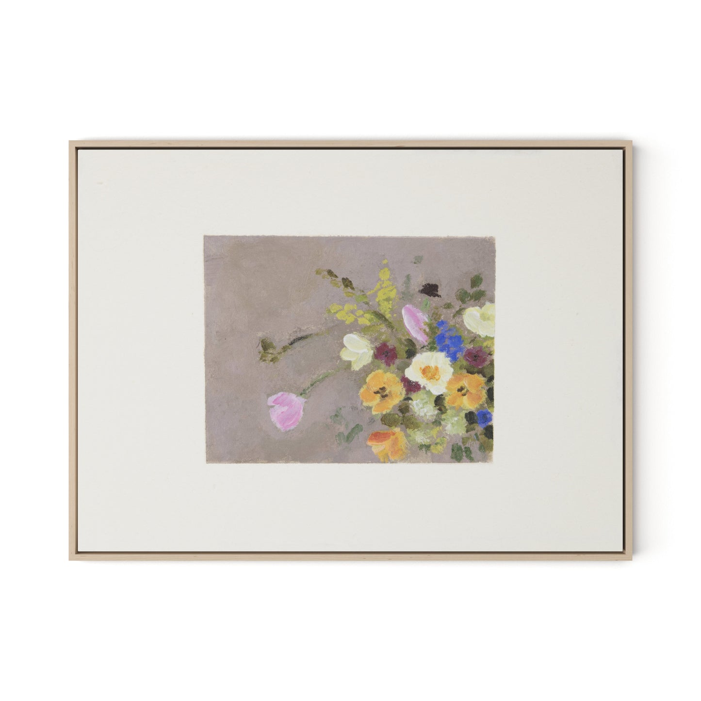 Spring Gathered w Border Canvas Floater Framed / 32 x 24 in / Natural Maple