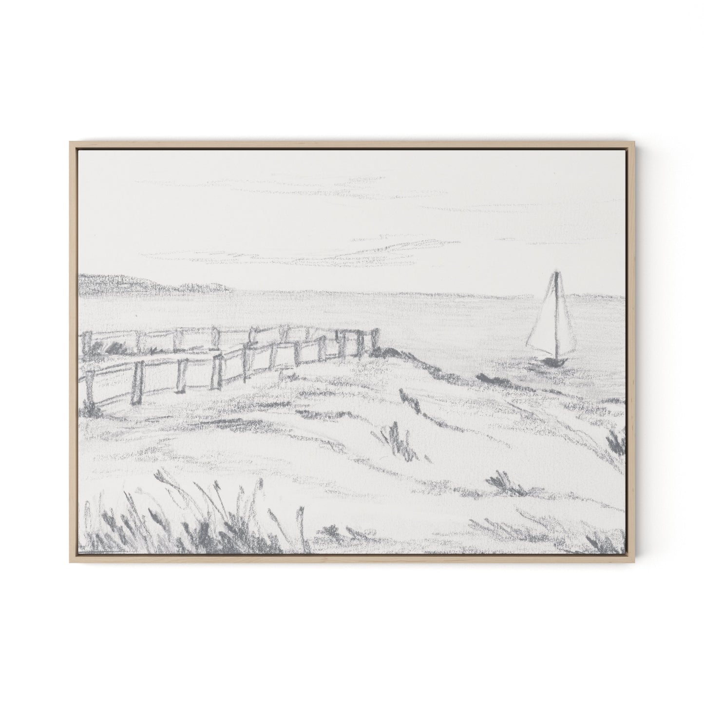 Setting Sail I Canvas Floater Framed / 32 x 24 in / Natural Maple