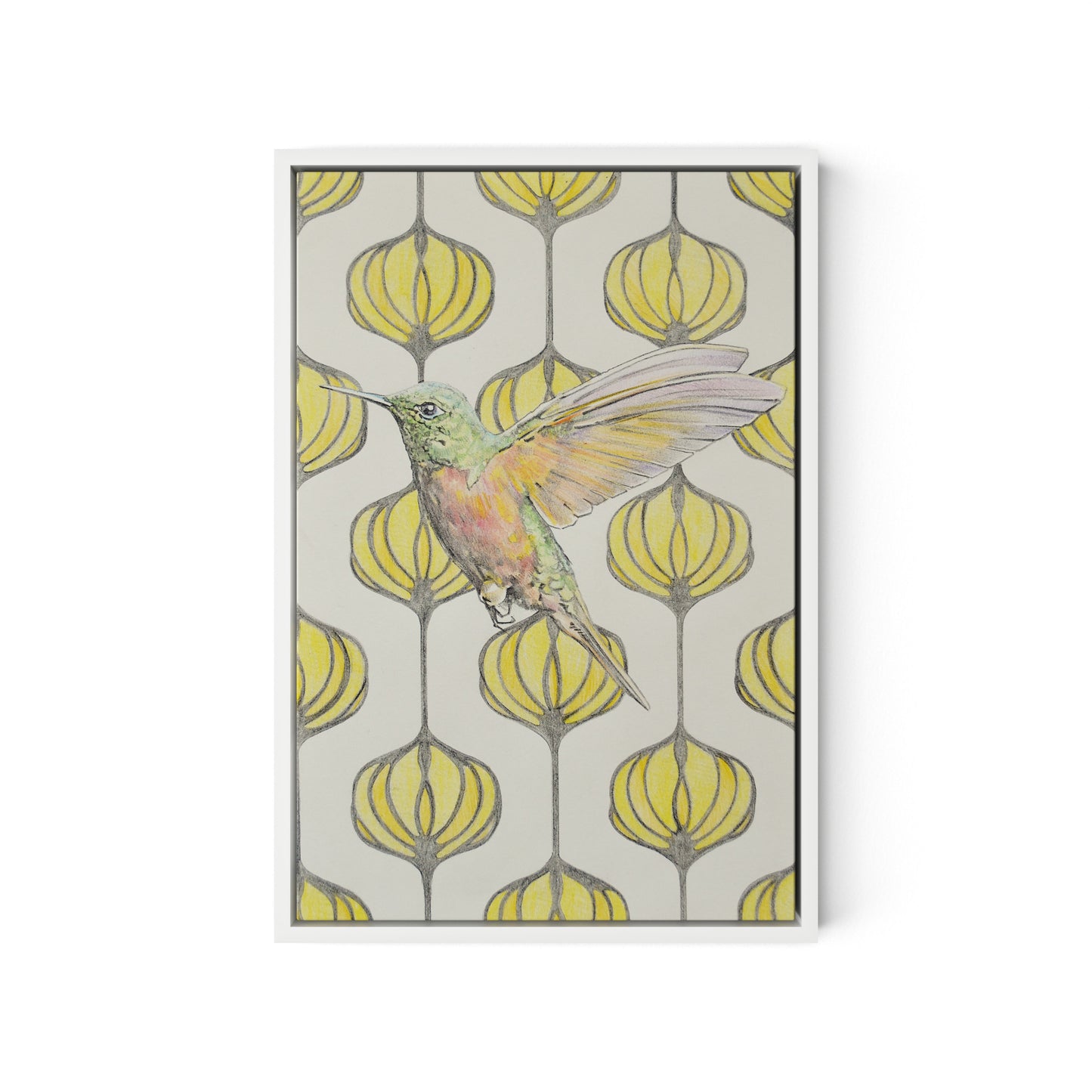 Amazilia Lanterns Canvas Floater Framed / 12.5 x 18 in / White