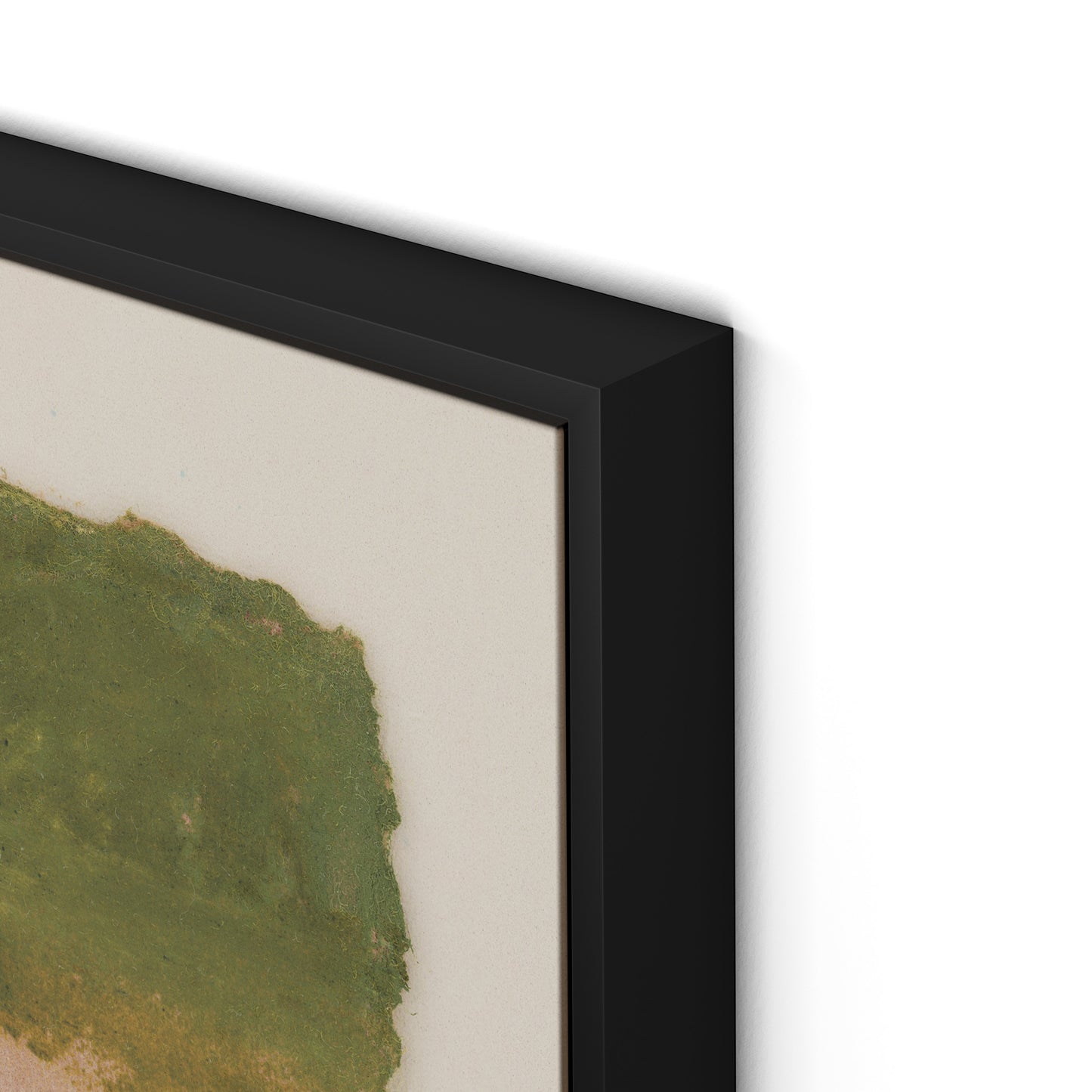 Morning Pink, Night Green Abstract Canvas Floater Framed / 24 x 32 in / Black