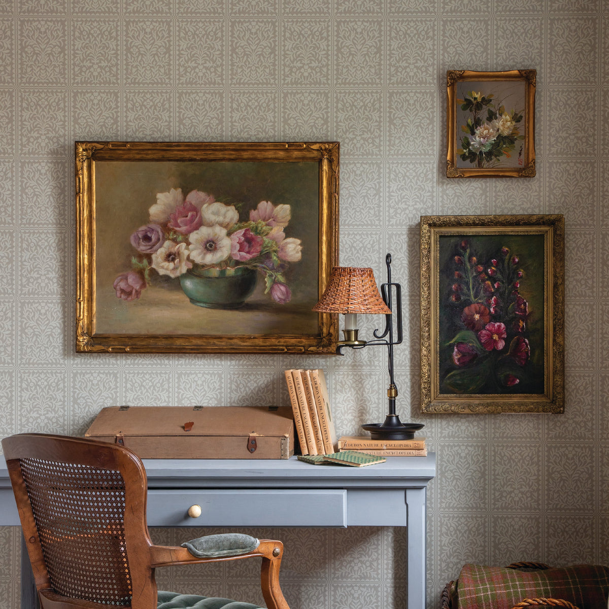 Keepsake Coverlette Wallpaper in Tan