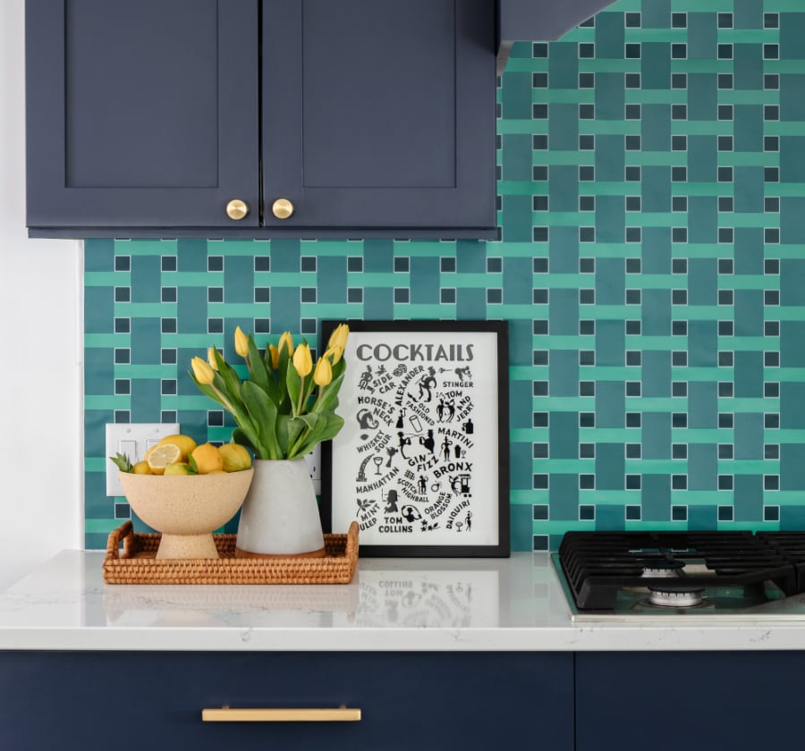 Traditional Basket Tile Decals Tile/Flooring in Green