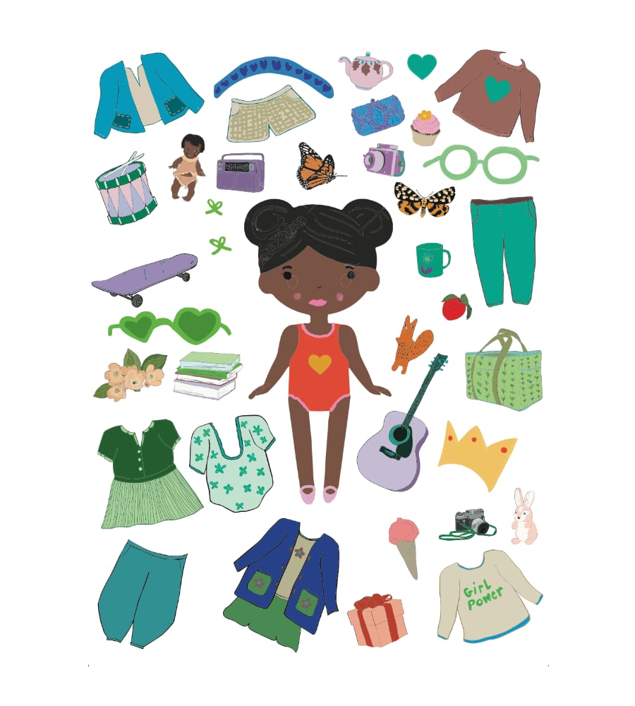 Cleo Wall Paper Doll Chasing Paper