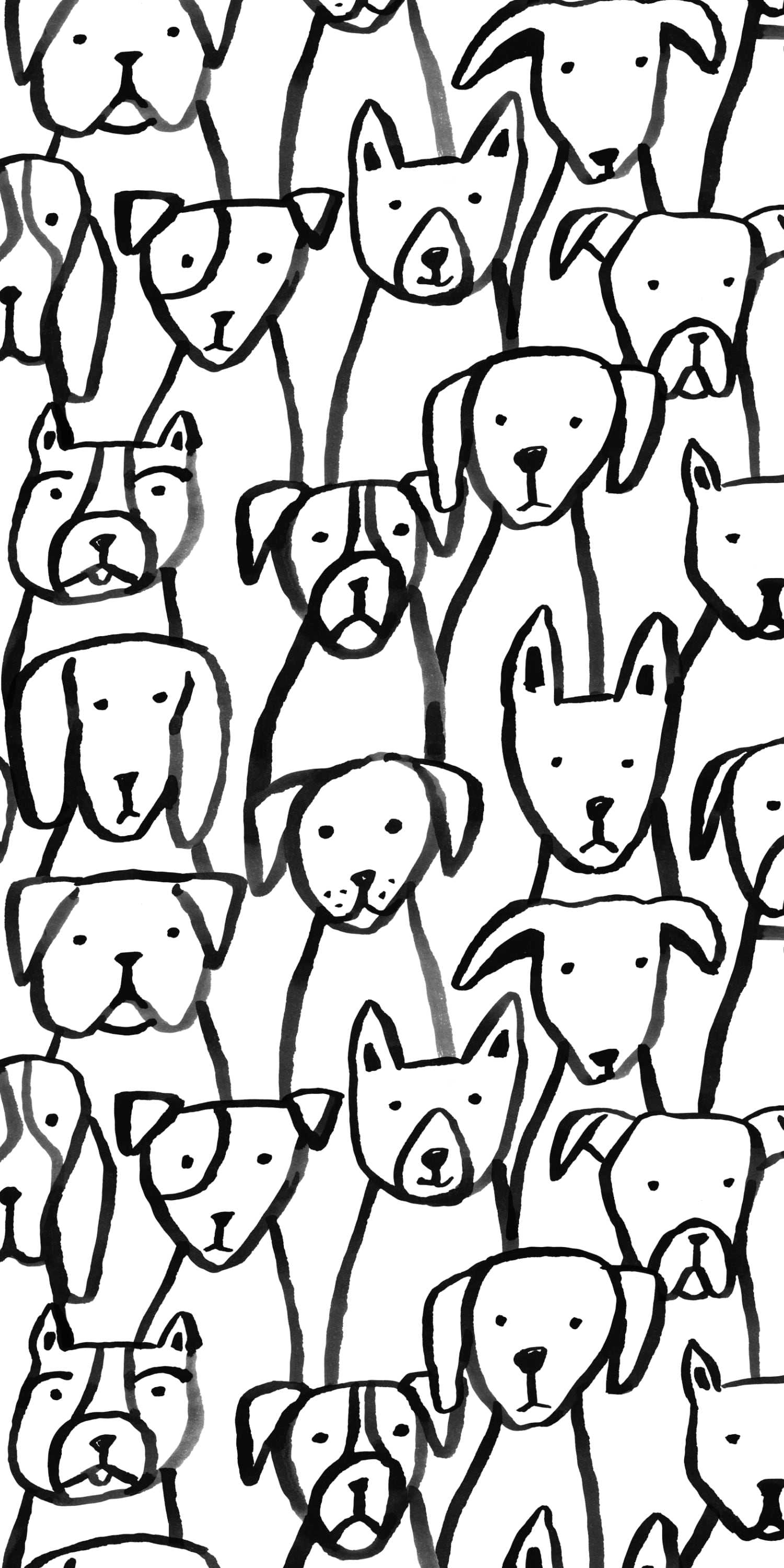 Image of Puppy Pile in Black and White Wallpaper