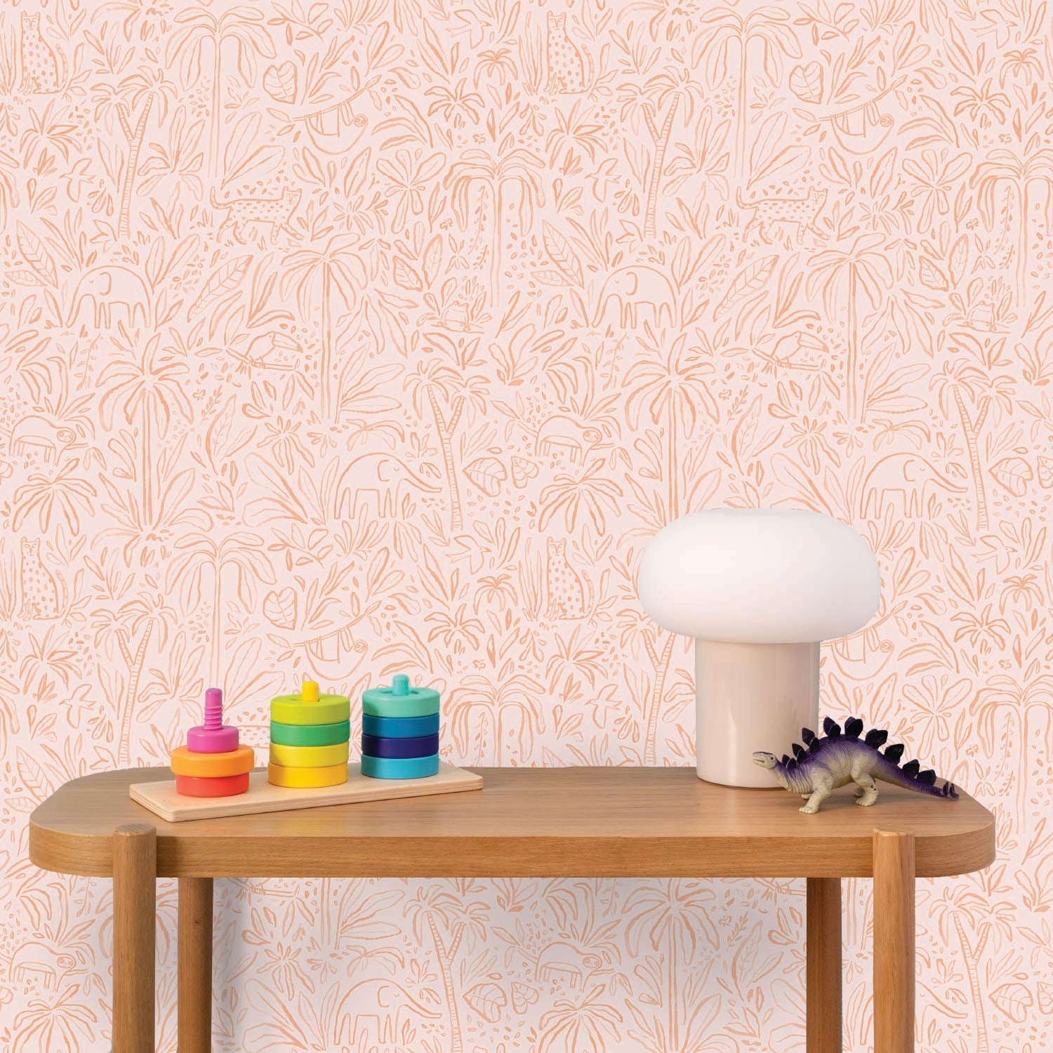 Image of In the Jungle in Orange Wallpaper