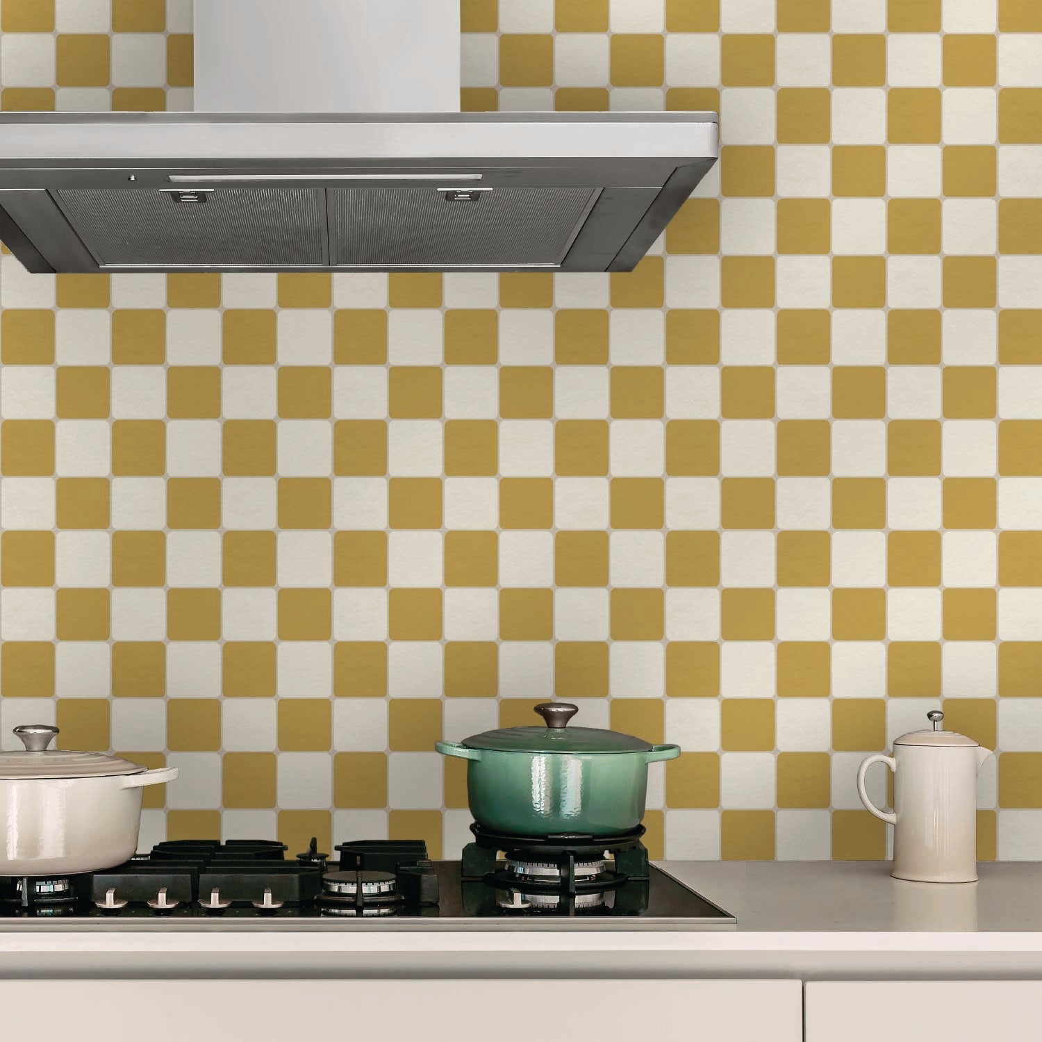 Vintage Check Tile Decal Tile/Flooring in Mustard