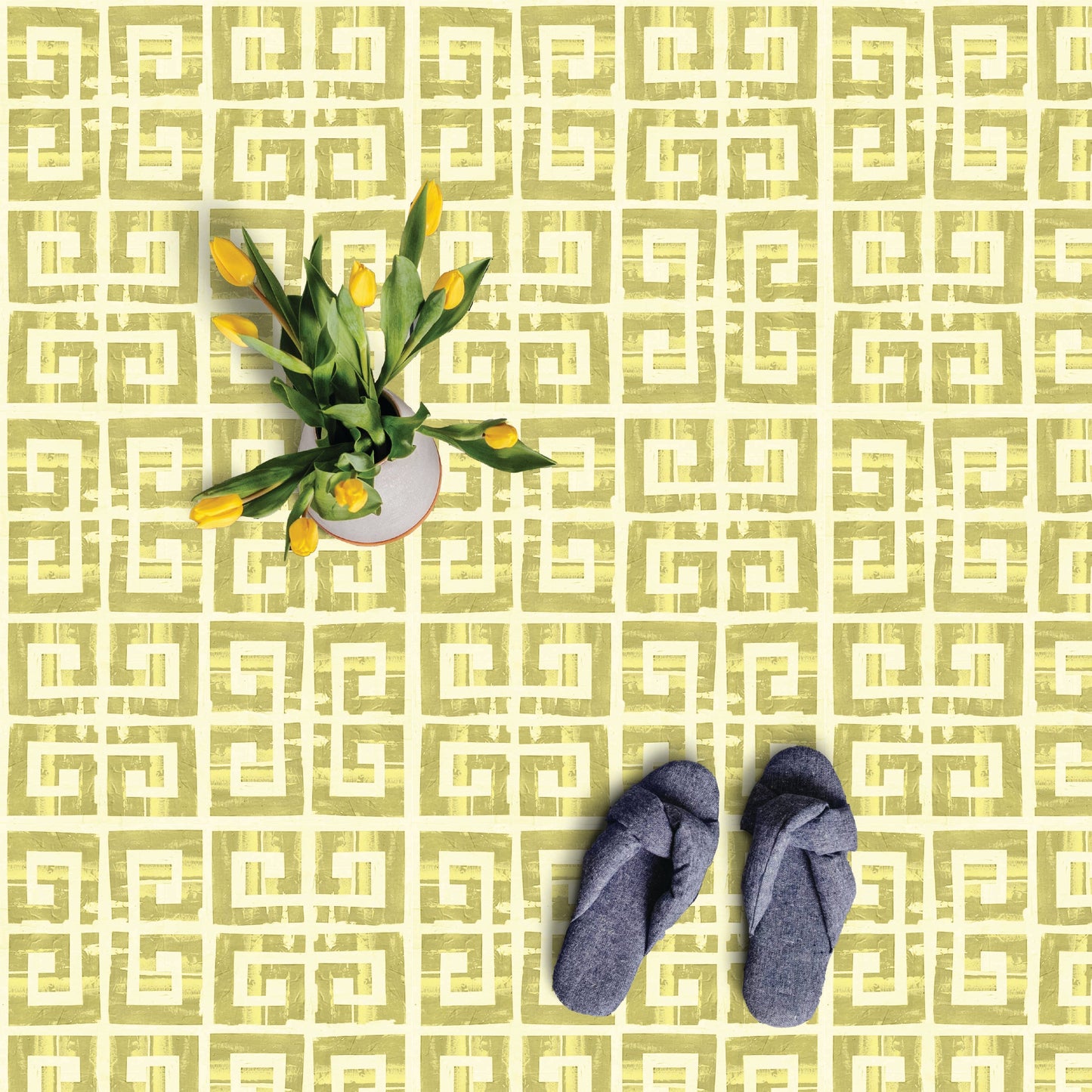 Greek Key Tile/Flooring in Limelight