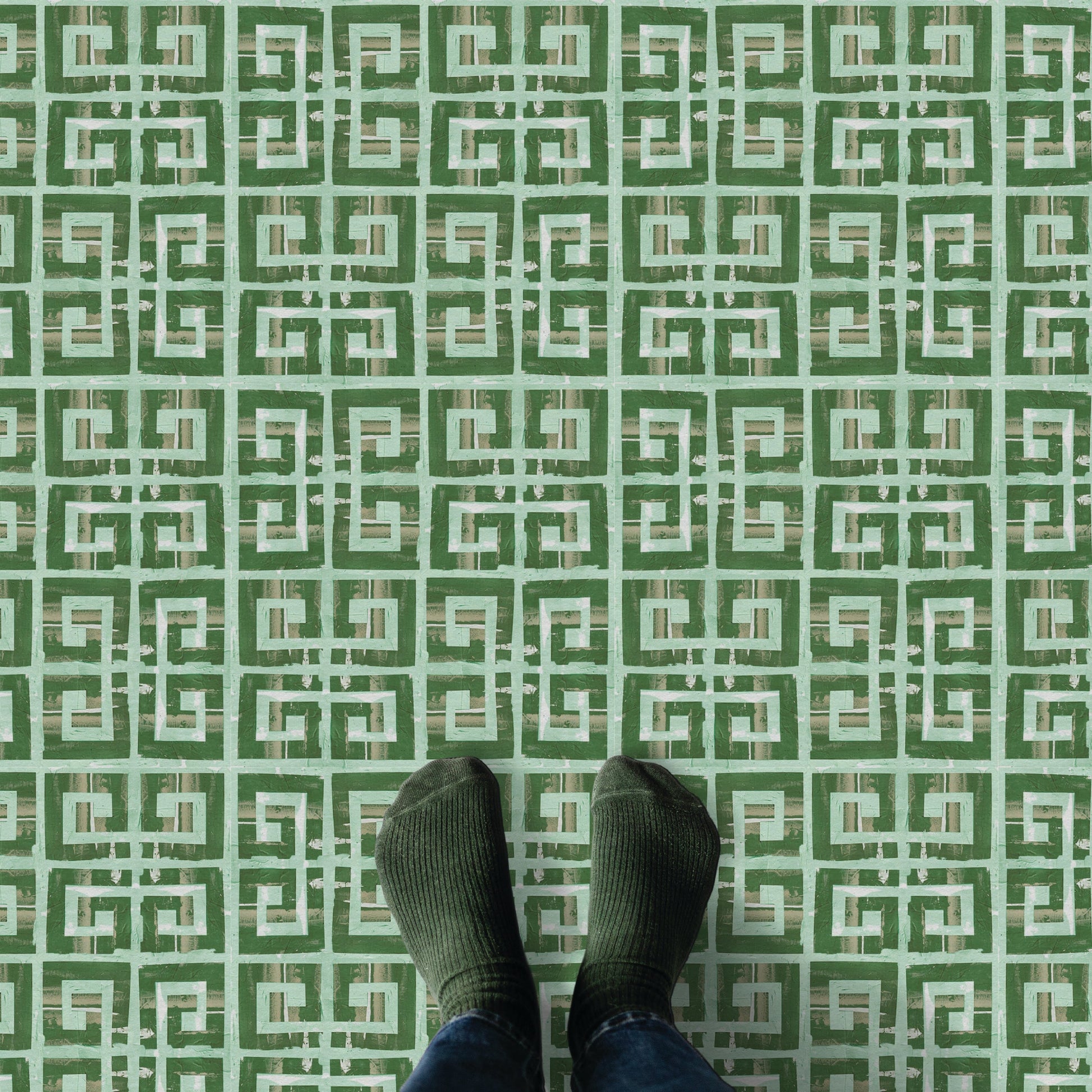 Greek Key Tile/Flooring in Sea