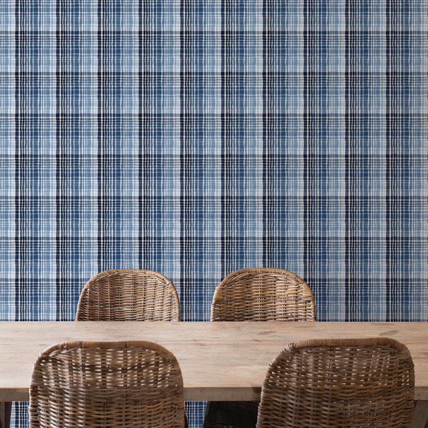Image of Ombre Plaid in Blue Wallpaper