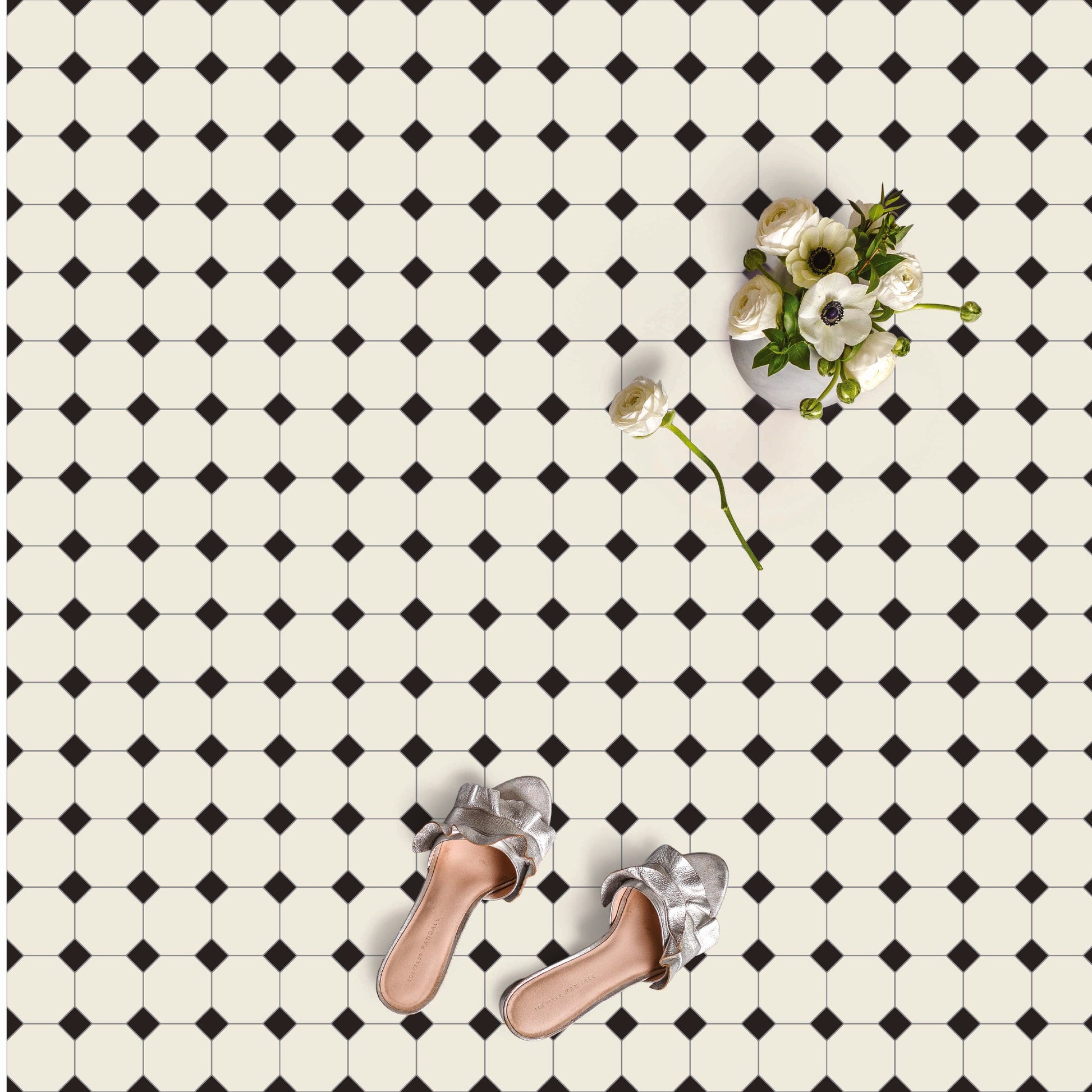 Dual Grid Tile Decal Tile/Flooring in Black/White