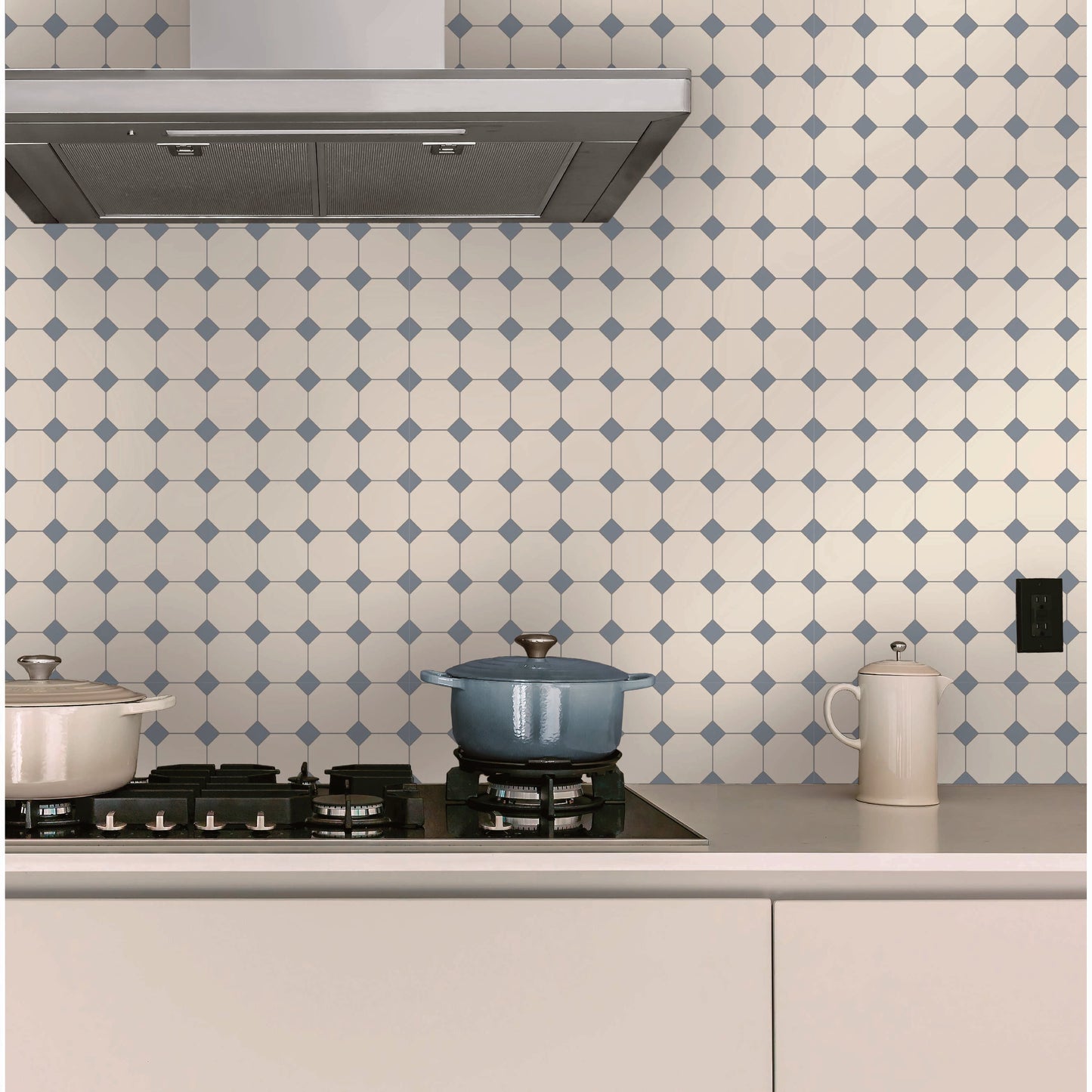 Dual Grid Tile Decal Tile/Flooring in Lake/Cream