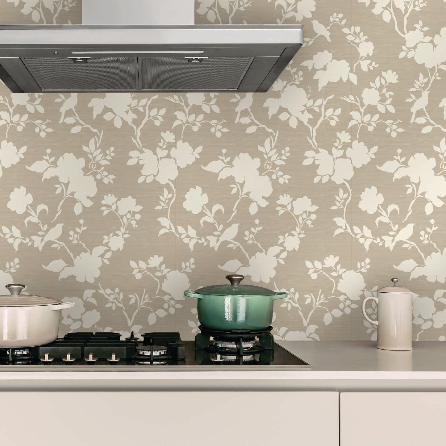 Image of Camellia Bloom in Tan Wallpaper