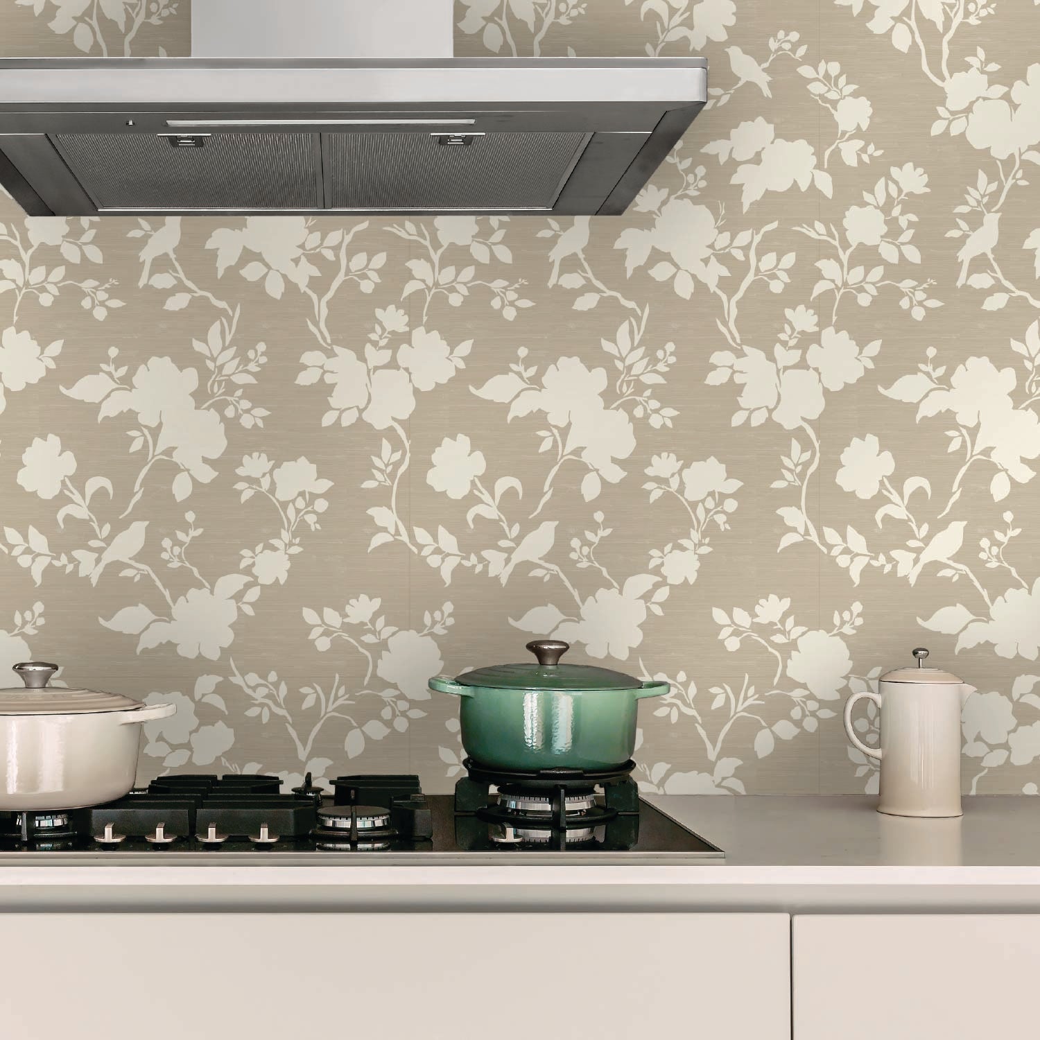 Image of Camellia Bloom in Tan Wallpaper