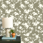 Camellia Bloom in Olive wallpaper.