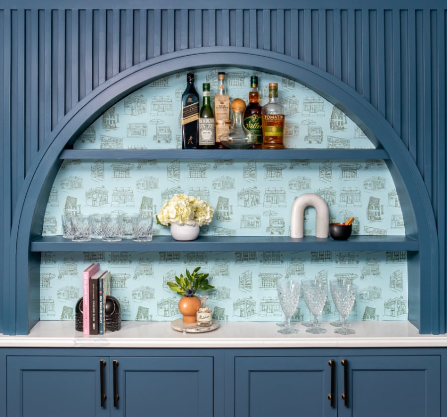 Image of New York in Blue Green Wallpaper
