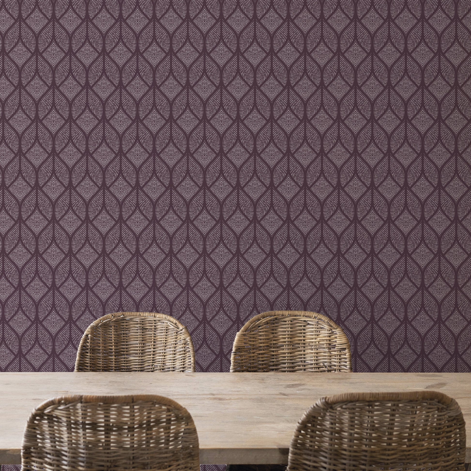 Image of Petite Damask in Maroon Wallpaper