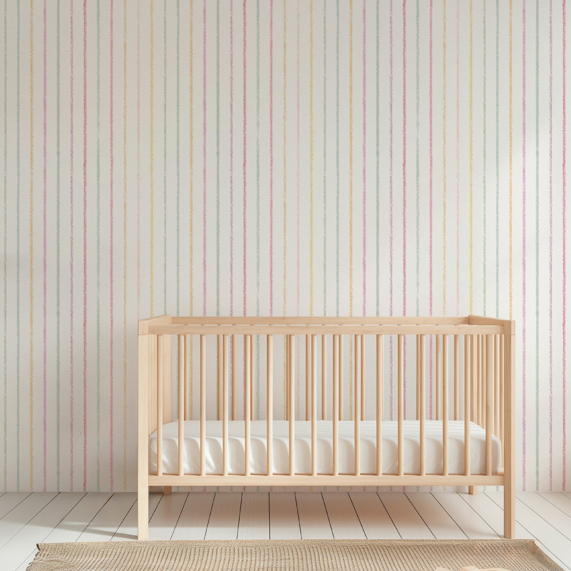 Image of Crayon Stripe Multi in Fruit Punch Wallpaper