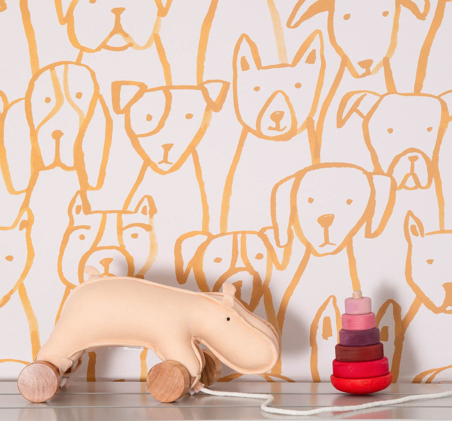 Image of Puppy Pile in Gold Wallpaper