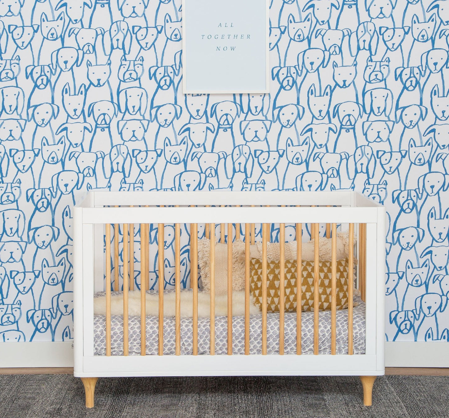 Image of Puppy Pile in Blue Wallpaper