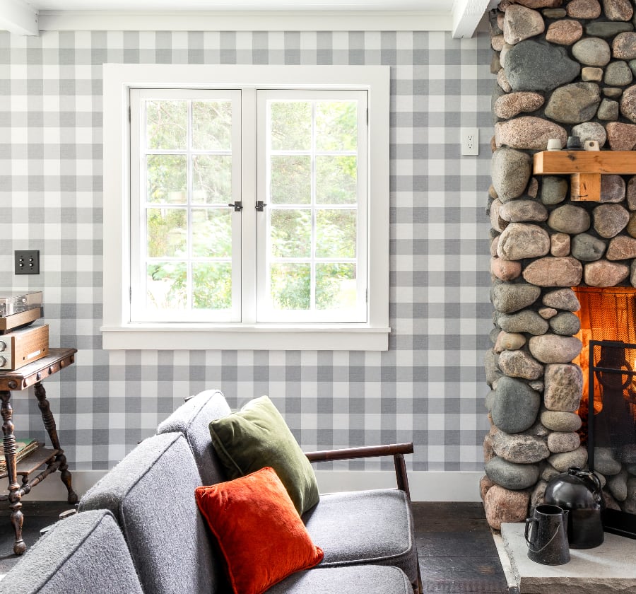 Image of Big Gingham in Grey Wallpaper