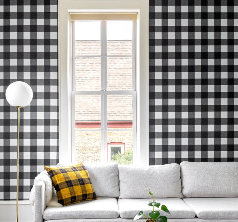 Image of Big Gingham in Black and White Wallpaper
