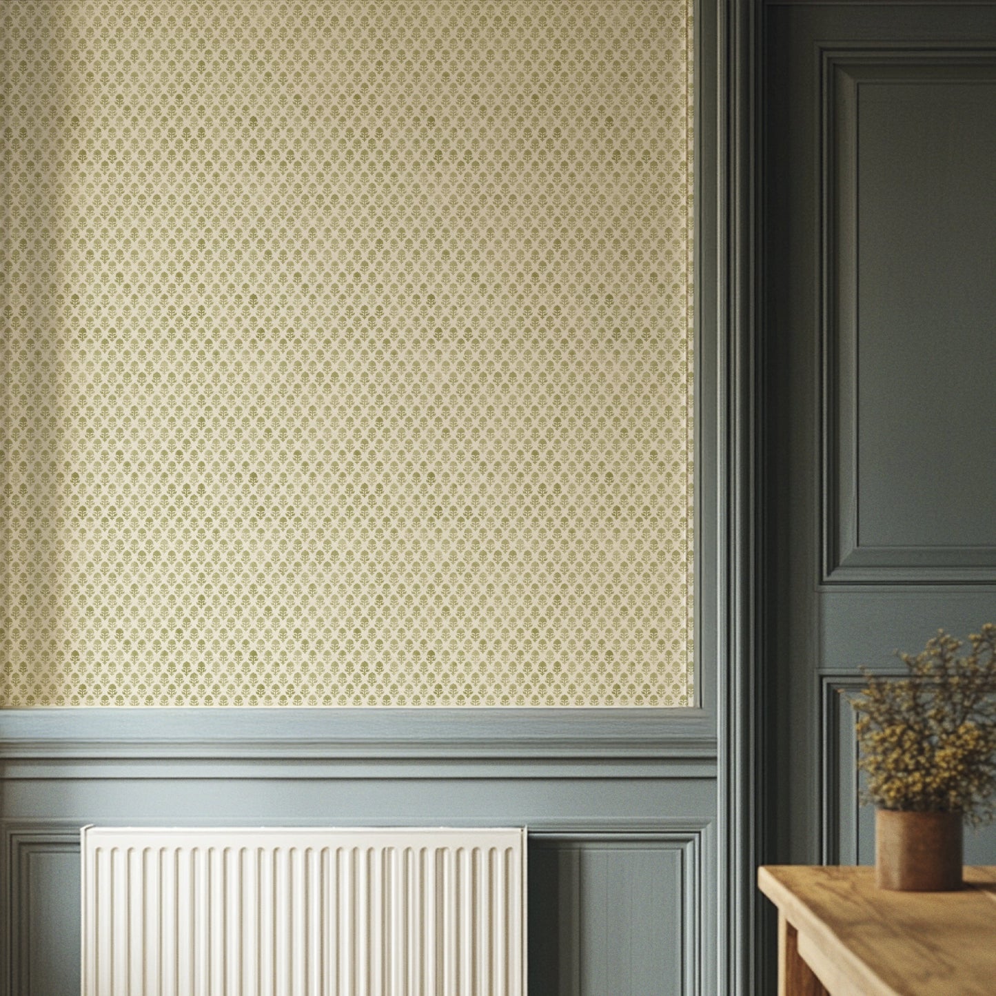Image of Cottage Floral in Celery Wallpaper