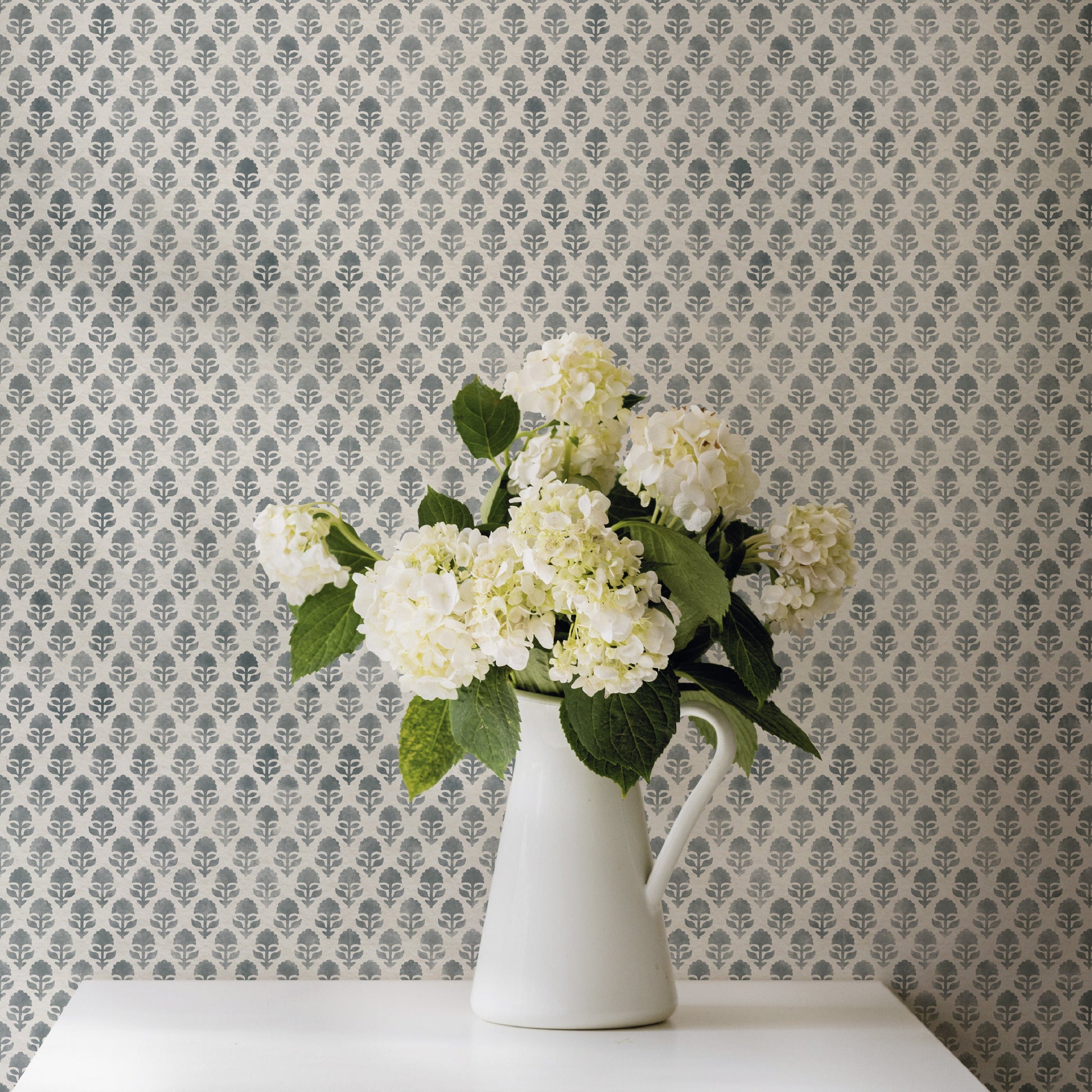 Image of Cottage Floral in Denim Wallpaper