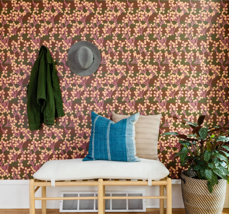 Image of Petit Twigs in Olive Wallpaper