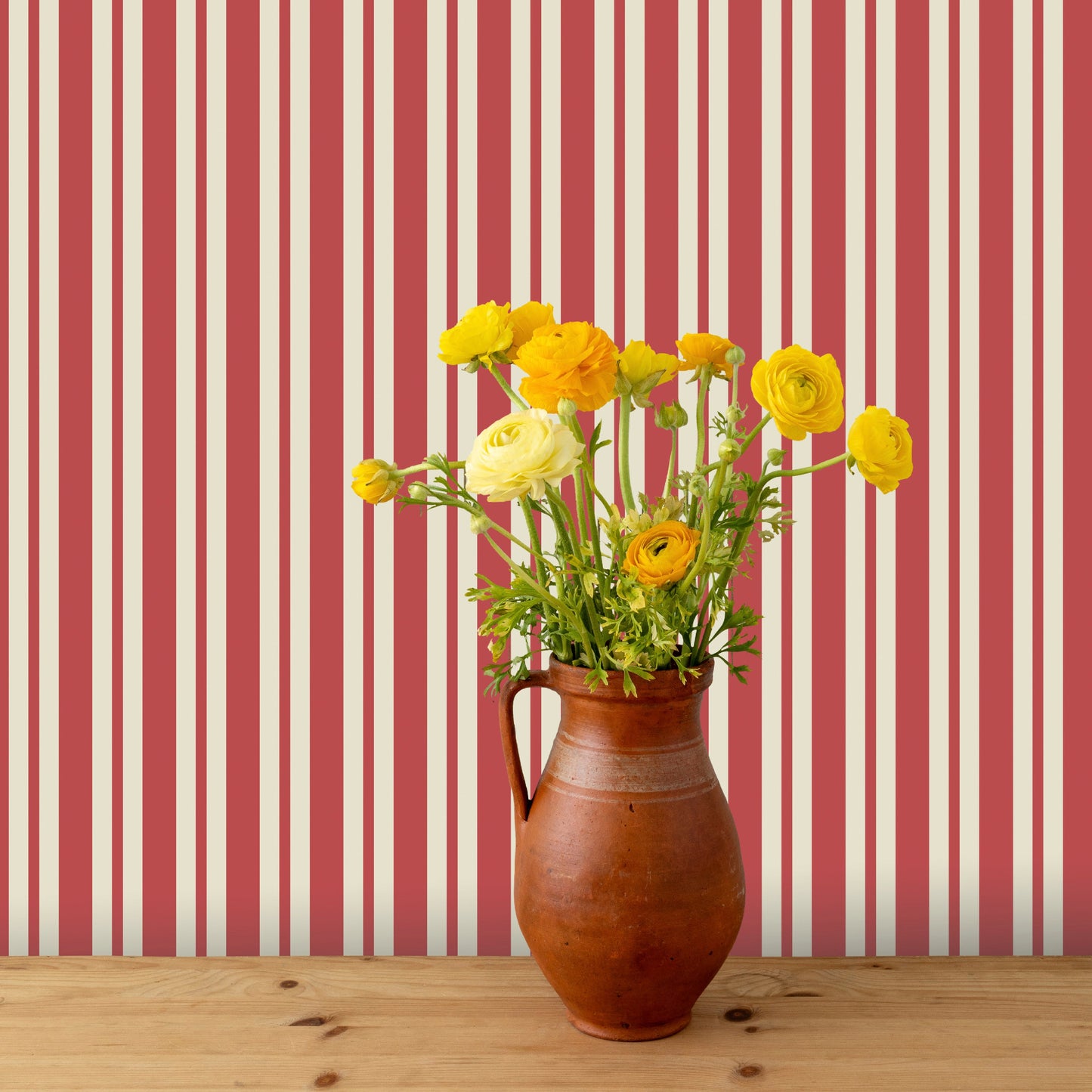 Image of Simple Stripe in Geranium Wallpaper
