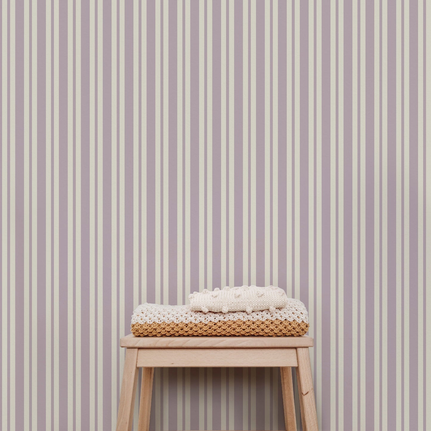 Image of Simple Stripe in Lilac Wallpaper