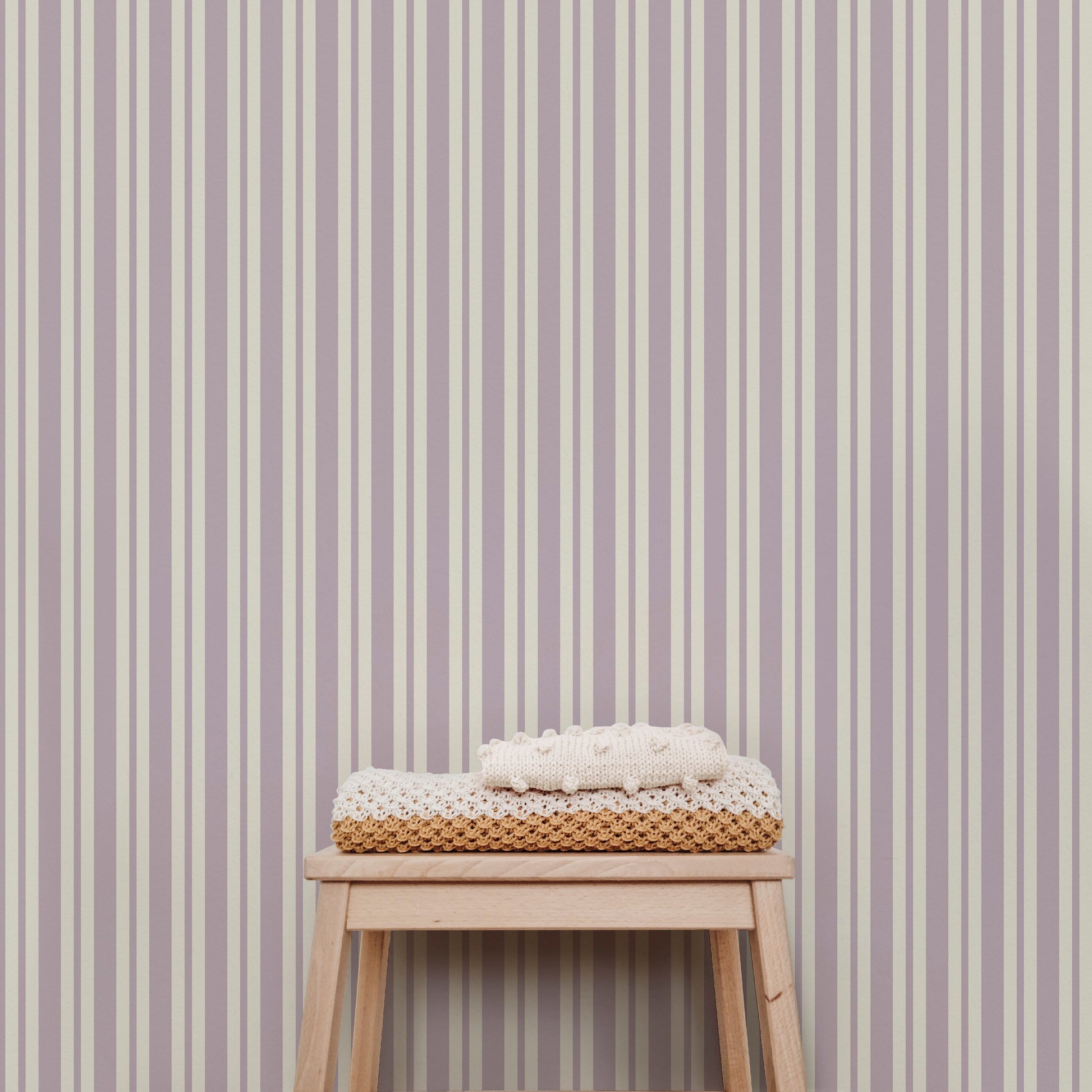Image of Simple Stripe in Lilac Wallpaper