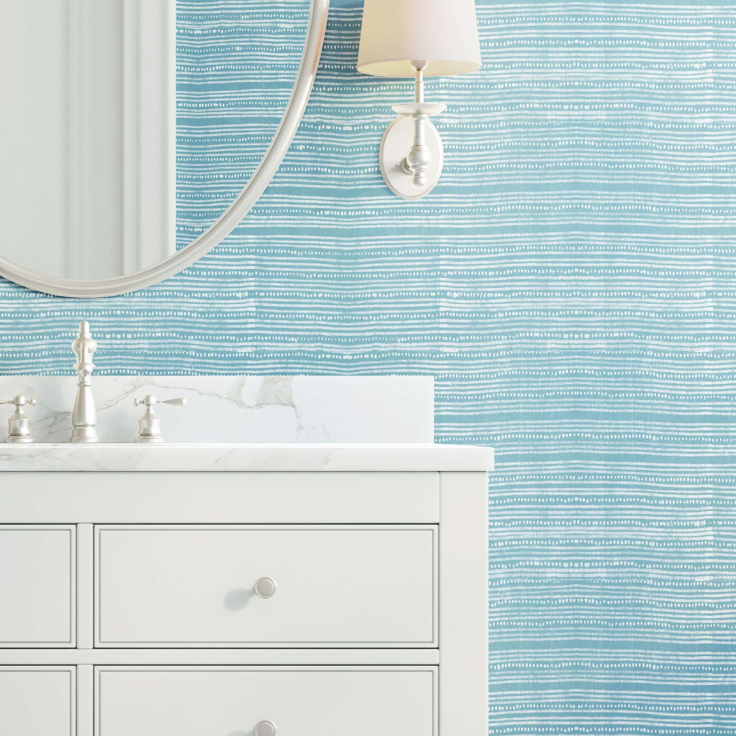 Image of Indigo Batik in Chambray Wallpaper
