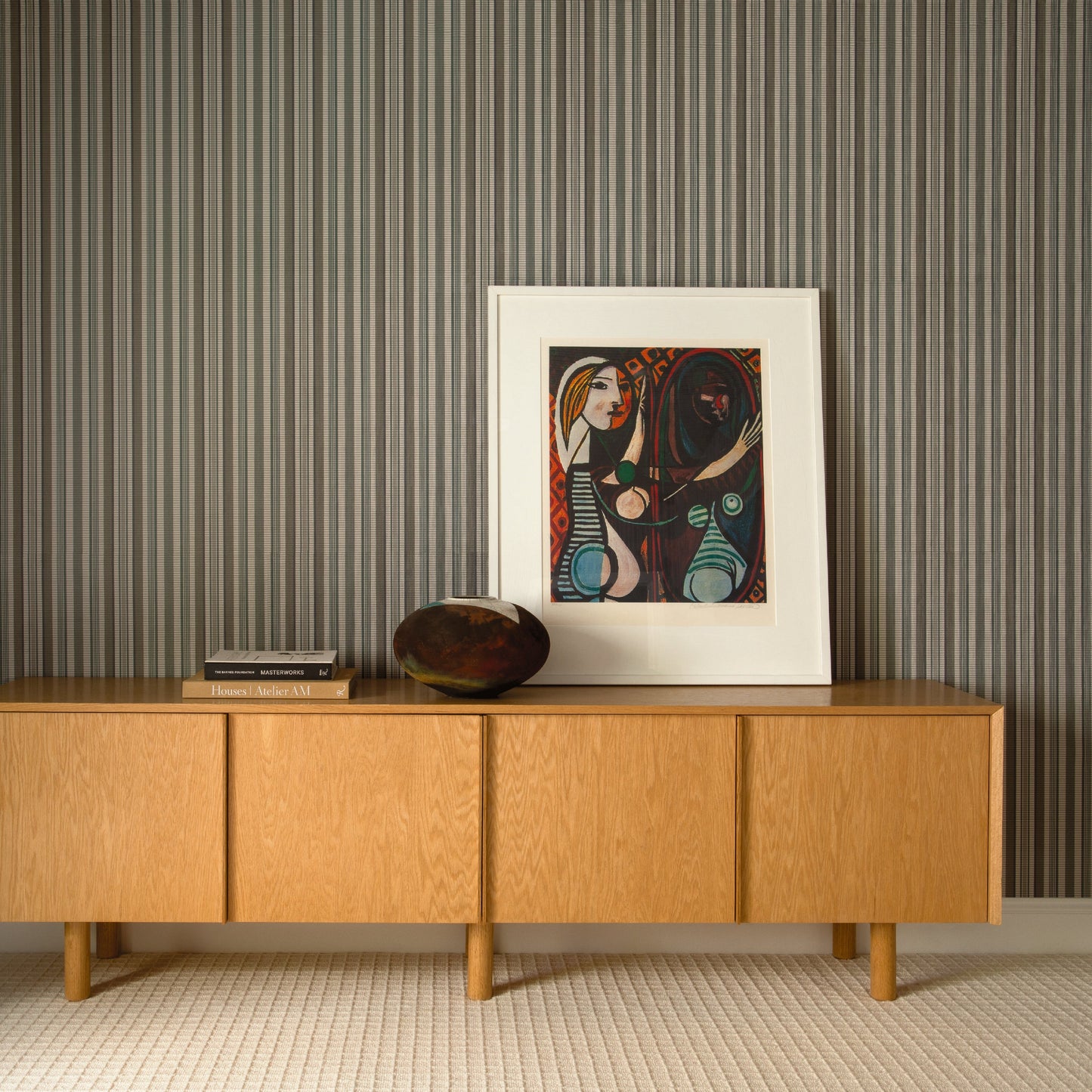 Image of Bazi Stripe in Mist Wallpaper