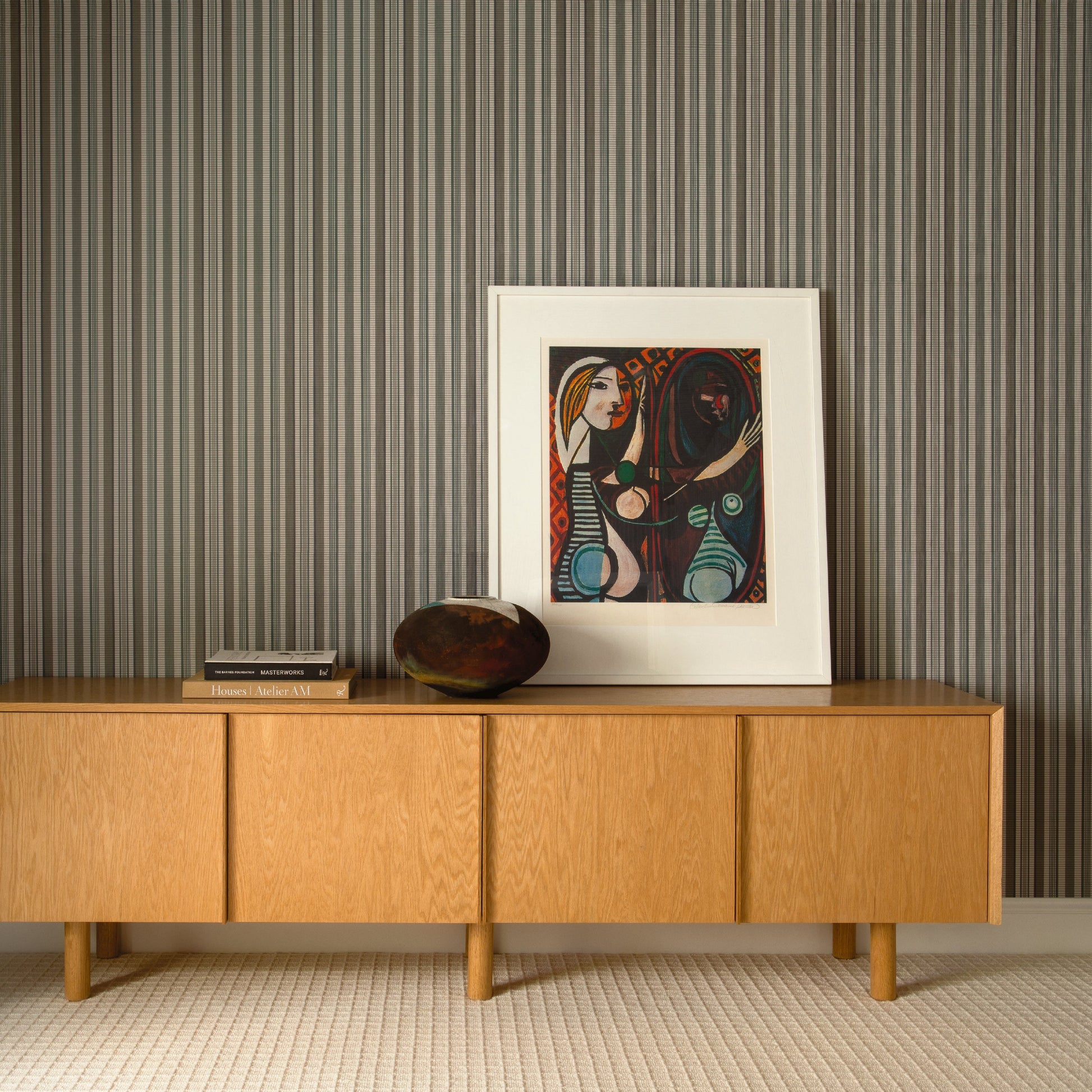 Image of Bazi Stripe in Mist Wallpaper