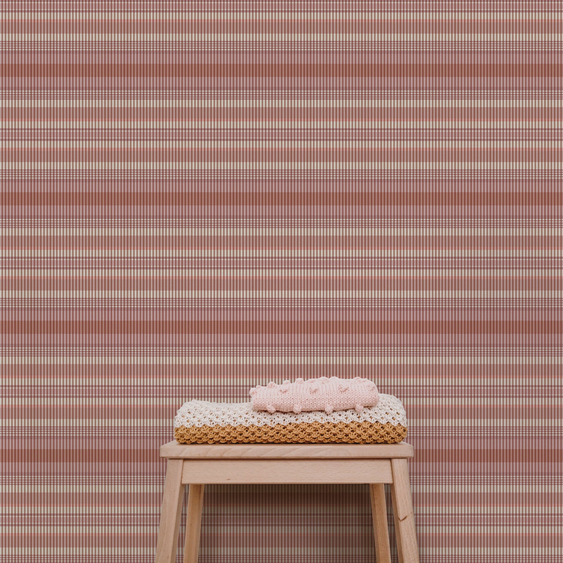 Image of Bazi Stripe in Petal Wallpaper