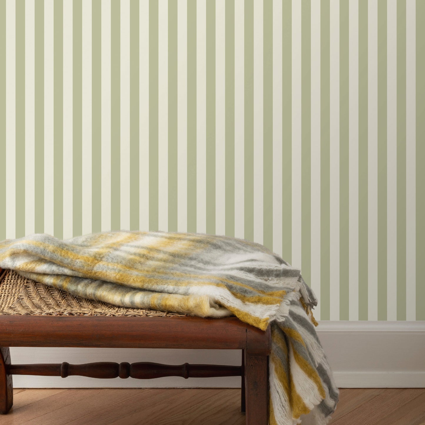 Image of Classic Stripe in Pistachio Wallpaper