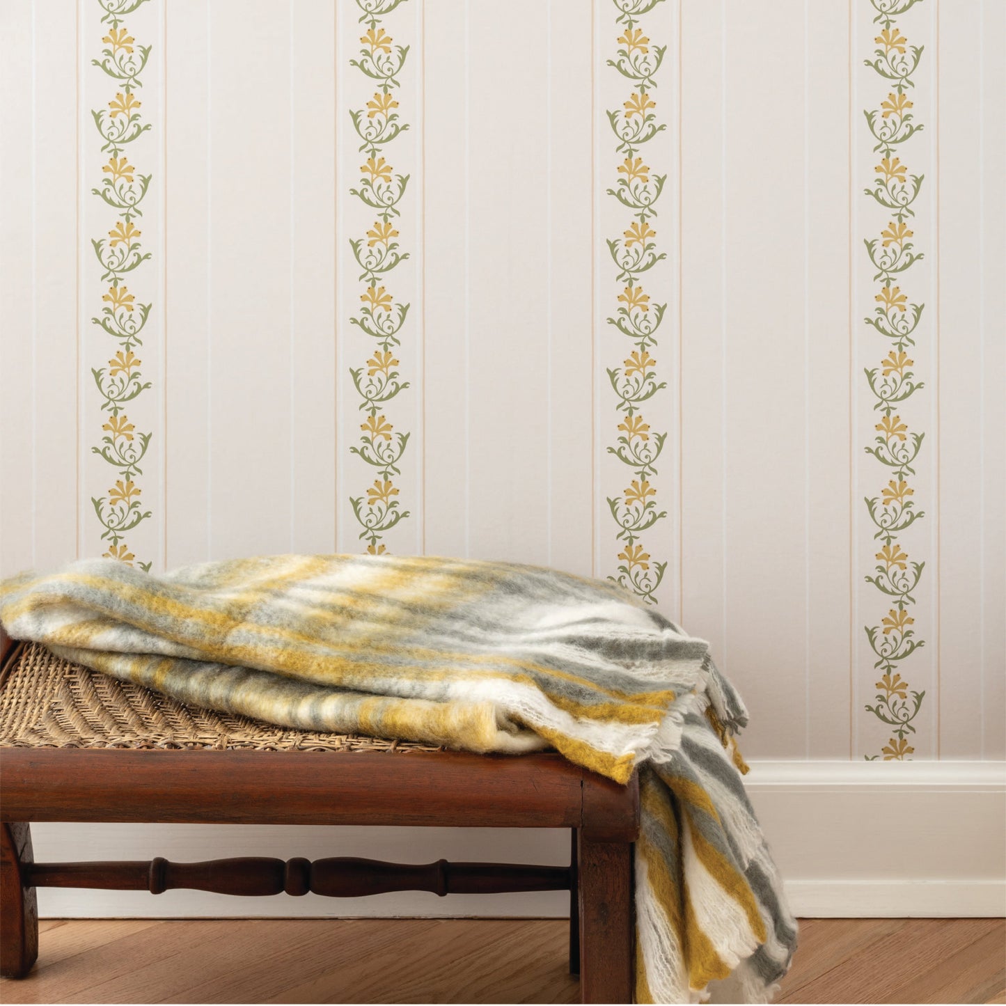 Image of Posey Stripe in Marigold Wallpaper