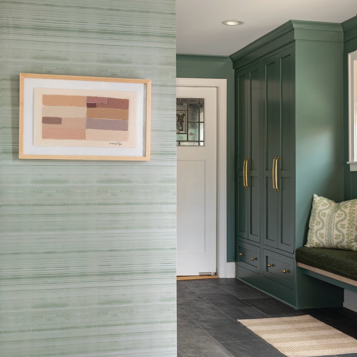 Image of Umi Stripe in Light Green Wallpaper