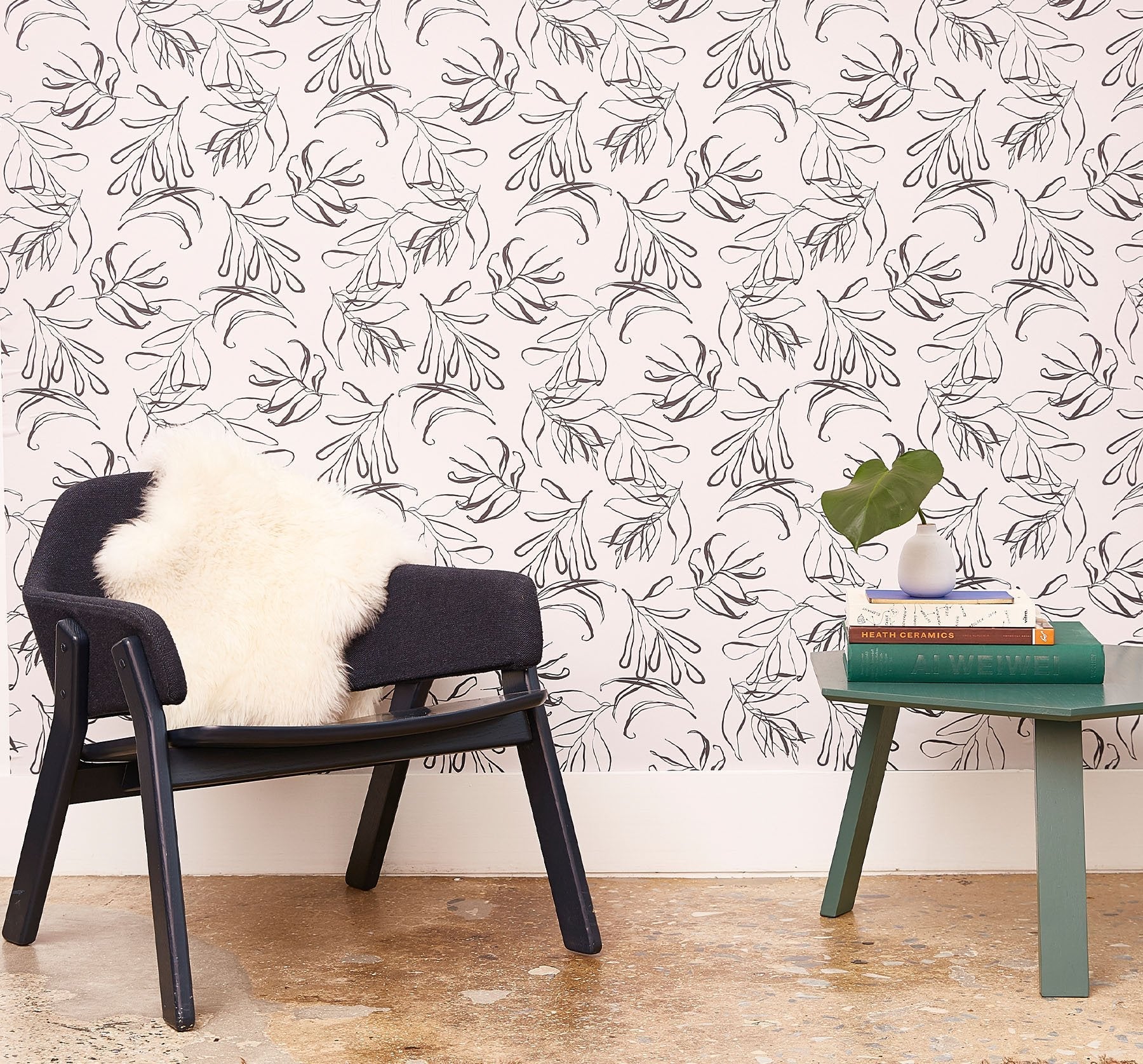 Image of Botany in Charcoal and Putty Wallpaper
