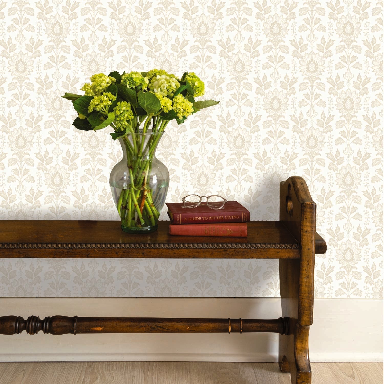 Image of Cottage Damask in Linen Wallpaper