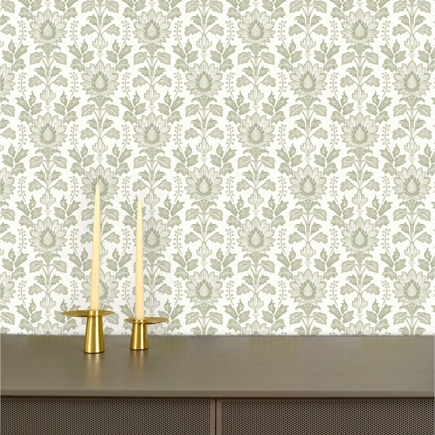 Image of Cottage Damask in Sage Wallpaper