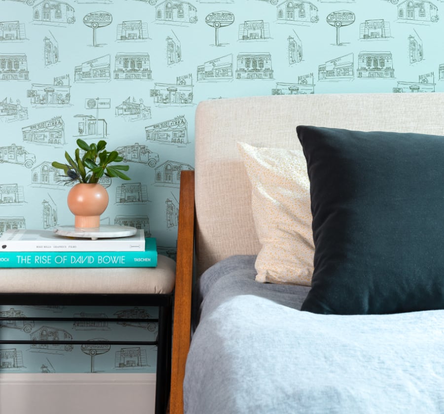 Image of Austin in Blue Green Wallpaper