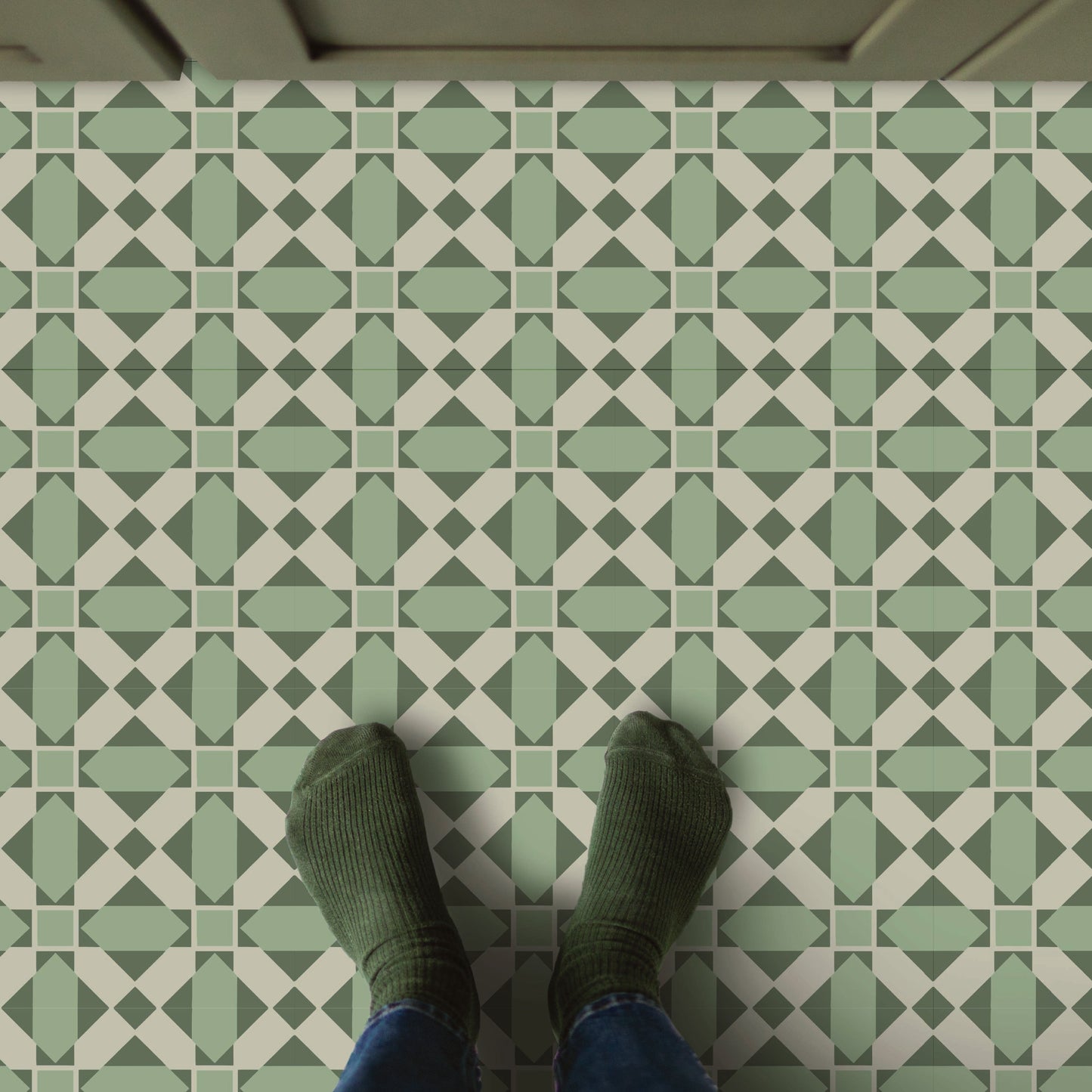 Quilt Block Tile Decal Tile/Flooring in Forest