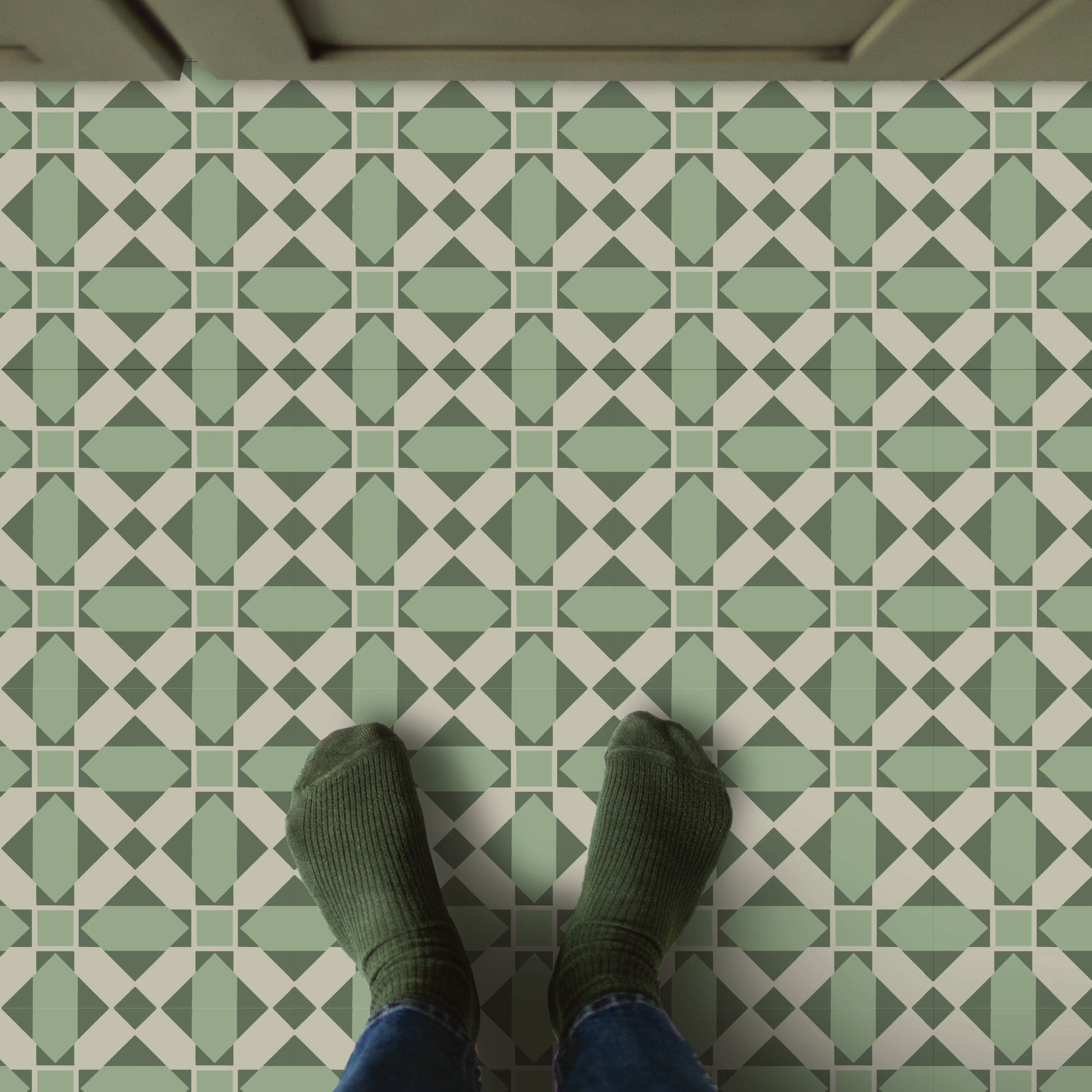 Quilt Block Tile Decal Tile/Flooring in Forest