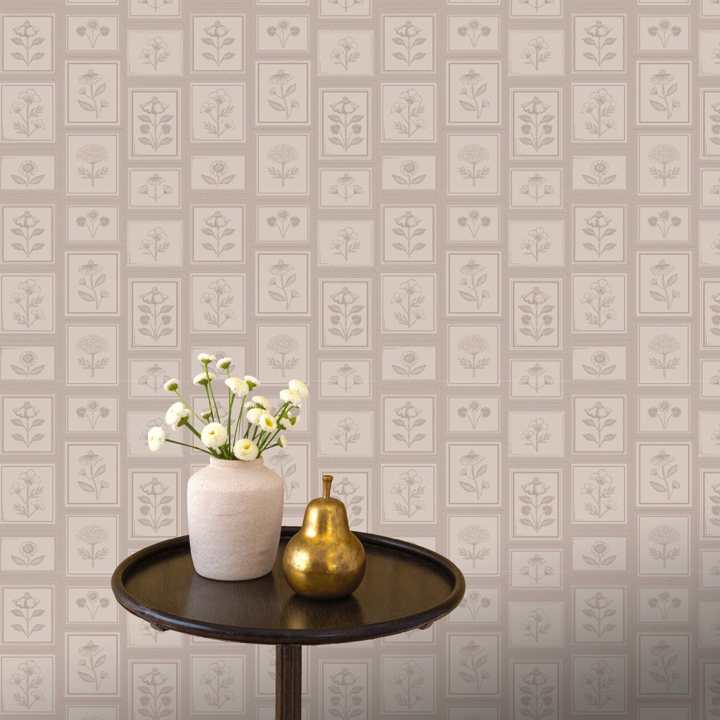 Image of Vintage Frame in Mauve Mist Wallpaper