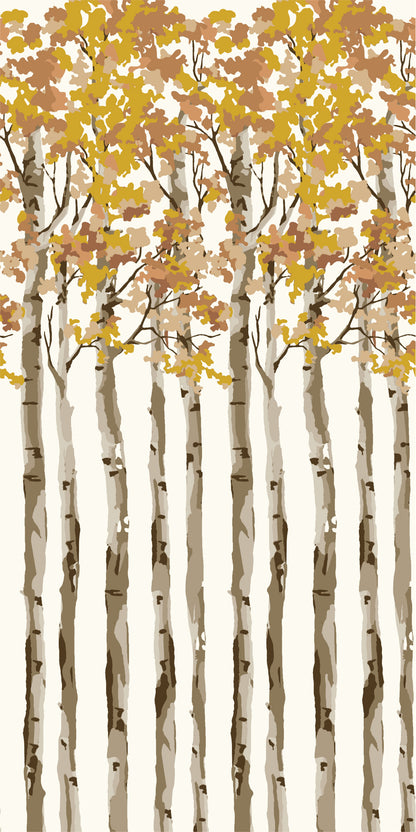 Image of Birch Tree in Gold Wallpaper