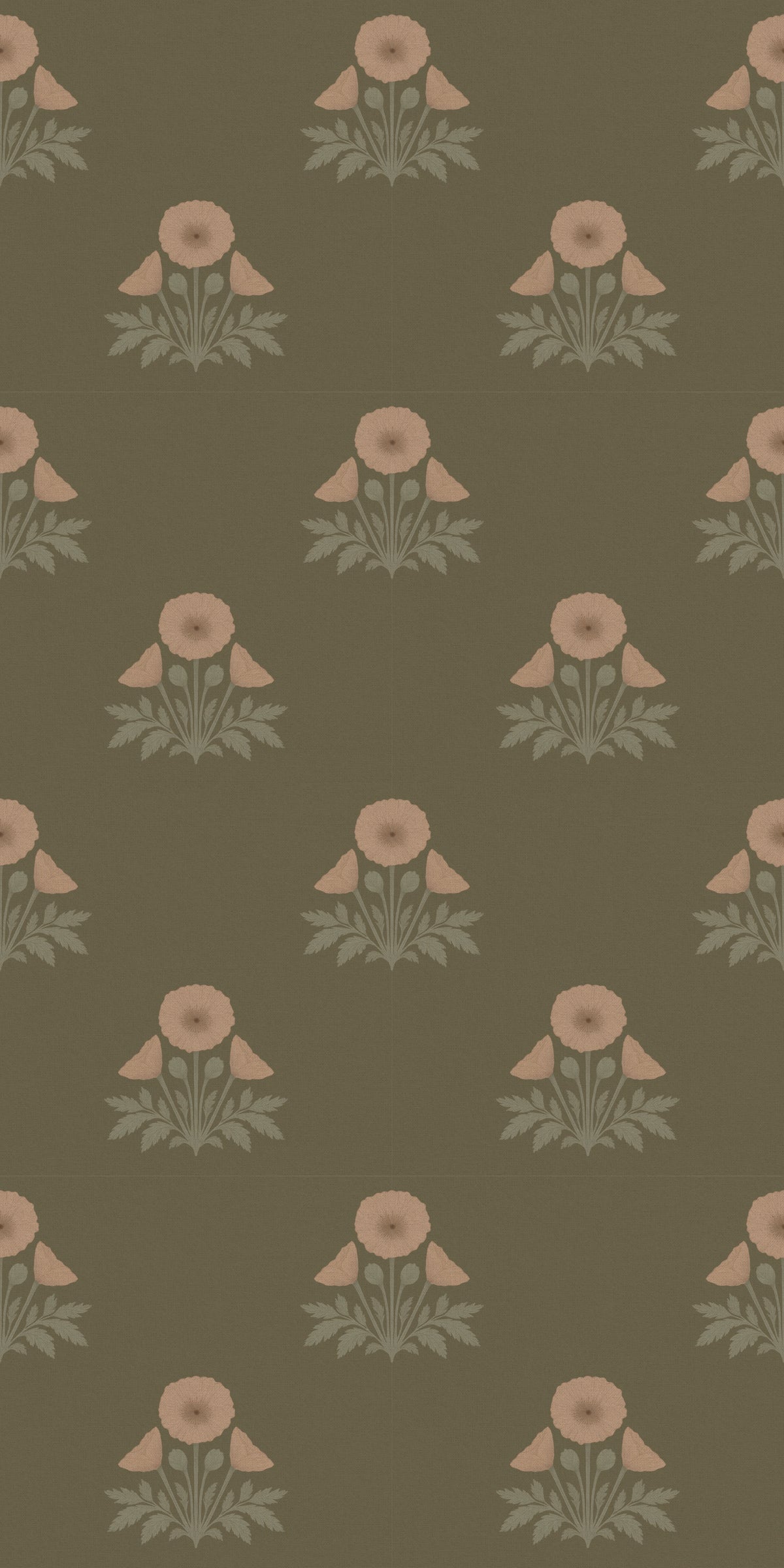 Blooming Poppies Wallpaper in Green/Blush, image 2